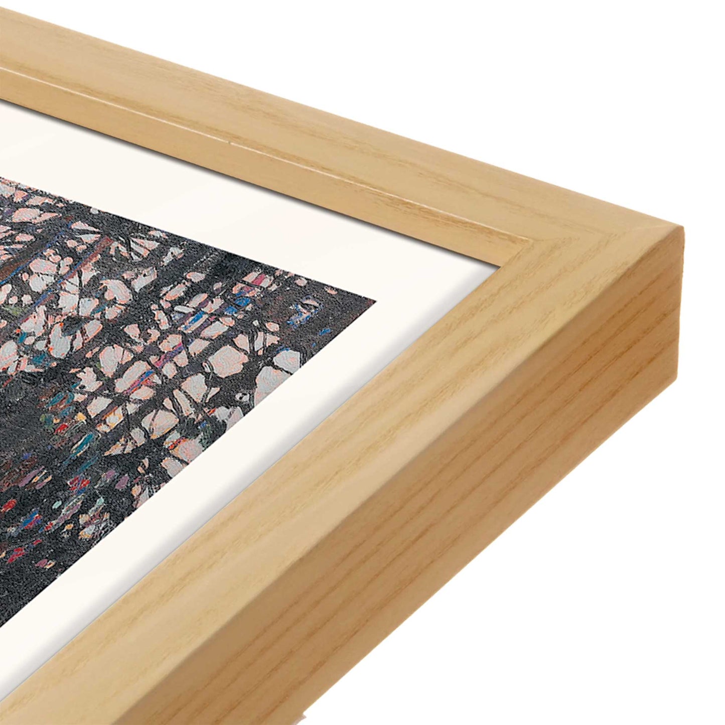 [Color:American Maple], Picture of art in a American Maple frame at an angle