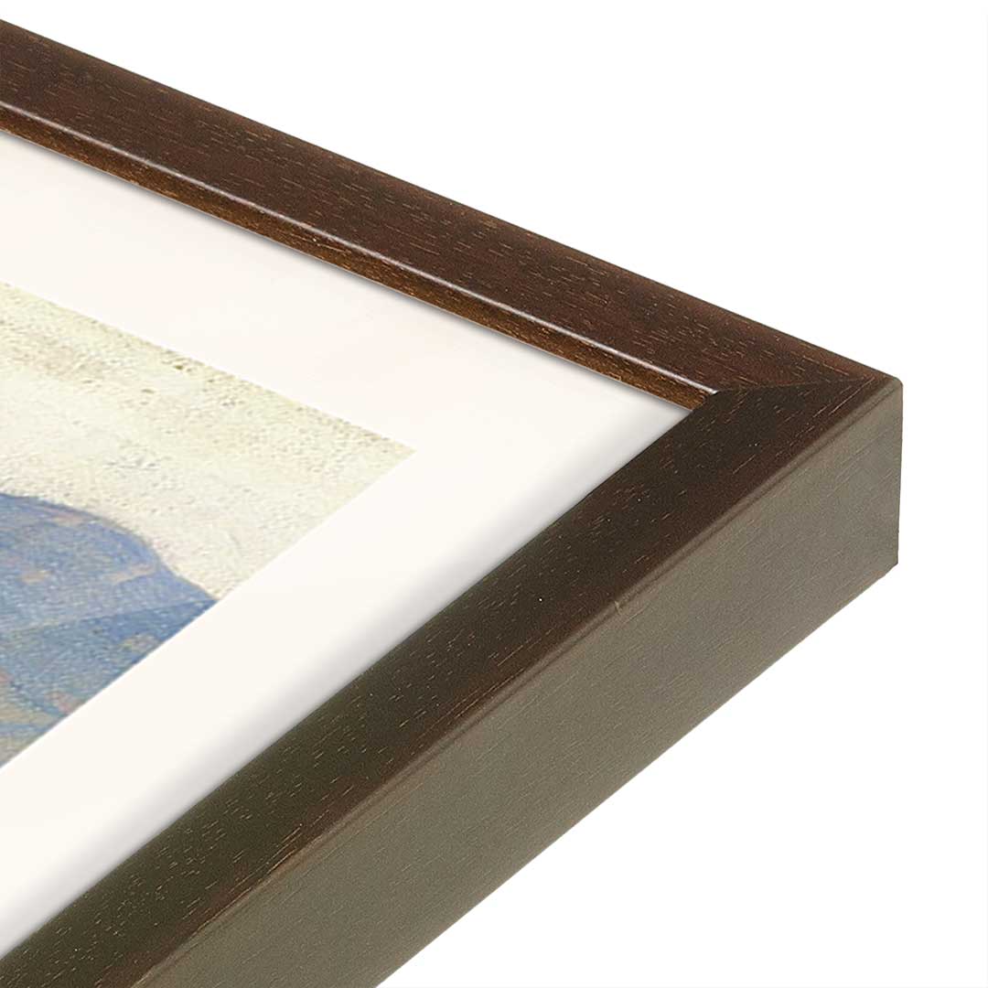[Color:Brown], Picture of art in a Brown frame at an angle