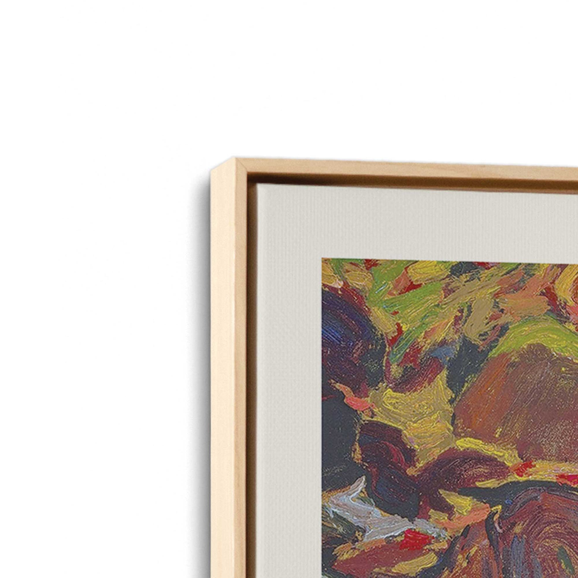 [Color:American Maple], Picture of art in a American Maple frame at an angle
