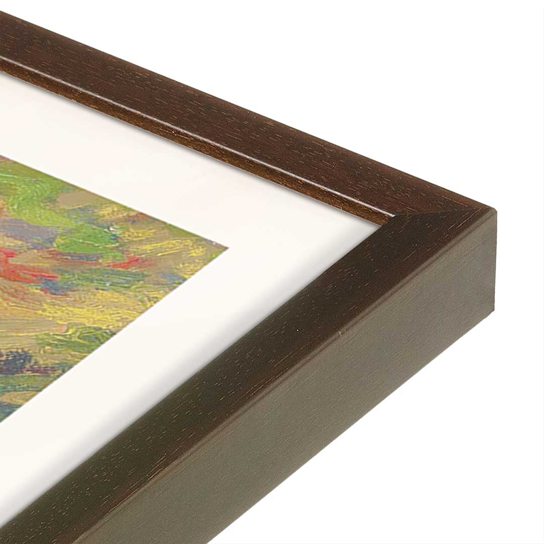[Color:Brown], Picture of art in a Brown frame at an angle