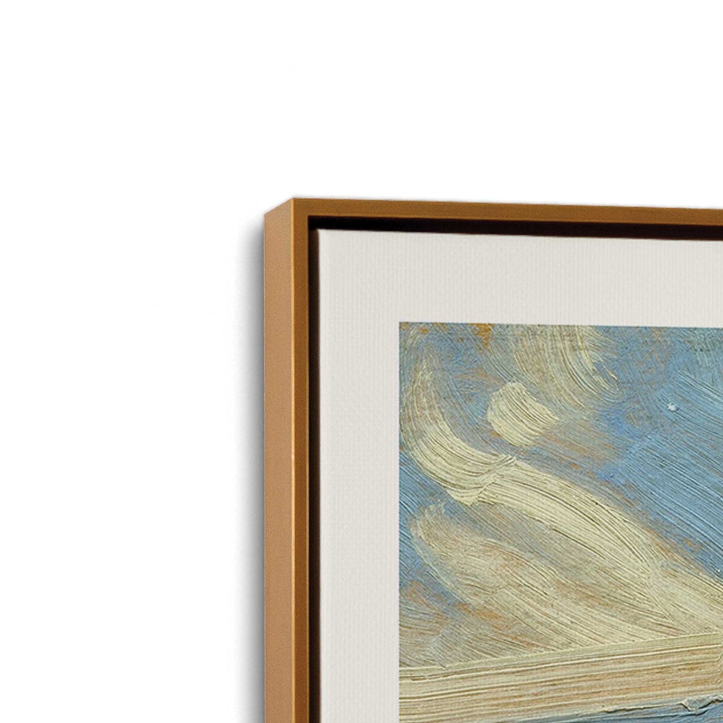 [Color:Polished Gold], Picture of art in a Polished Gold frame at an angle