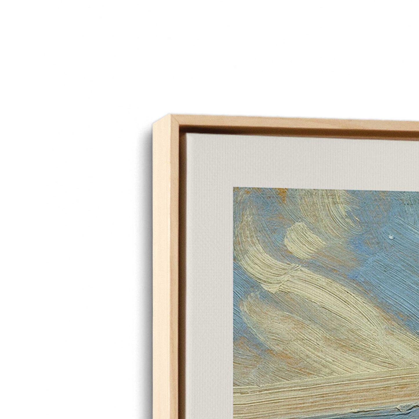 [Color:American Maple], Picture of art in a American Maple frame at an angle