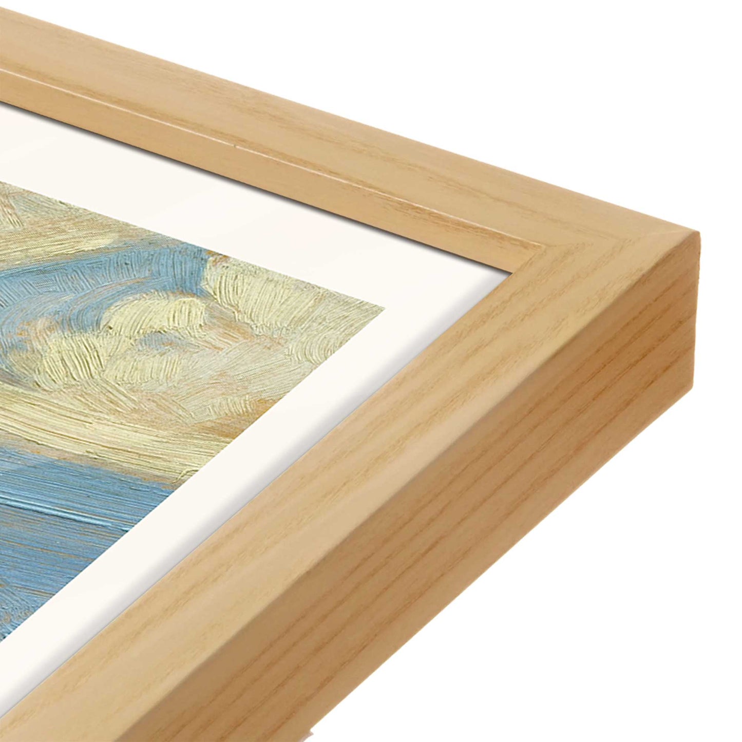 [Color:American Maple], Picture of art in a American Maple frame at an angle