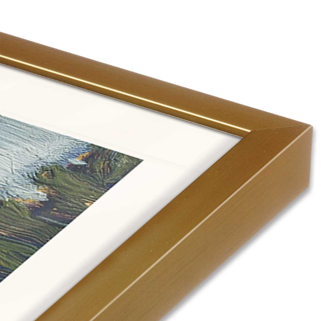 [Color:Polished Gold], Picture of art in a Polished Gold frame at an angle