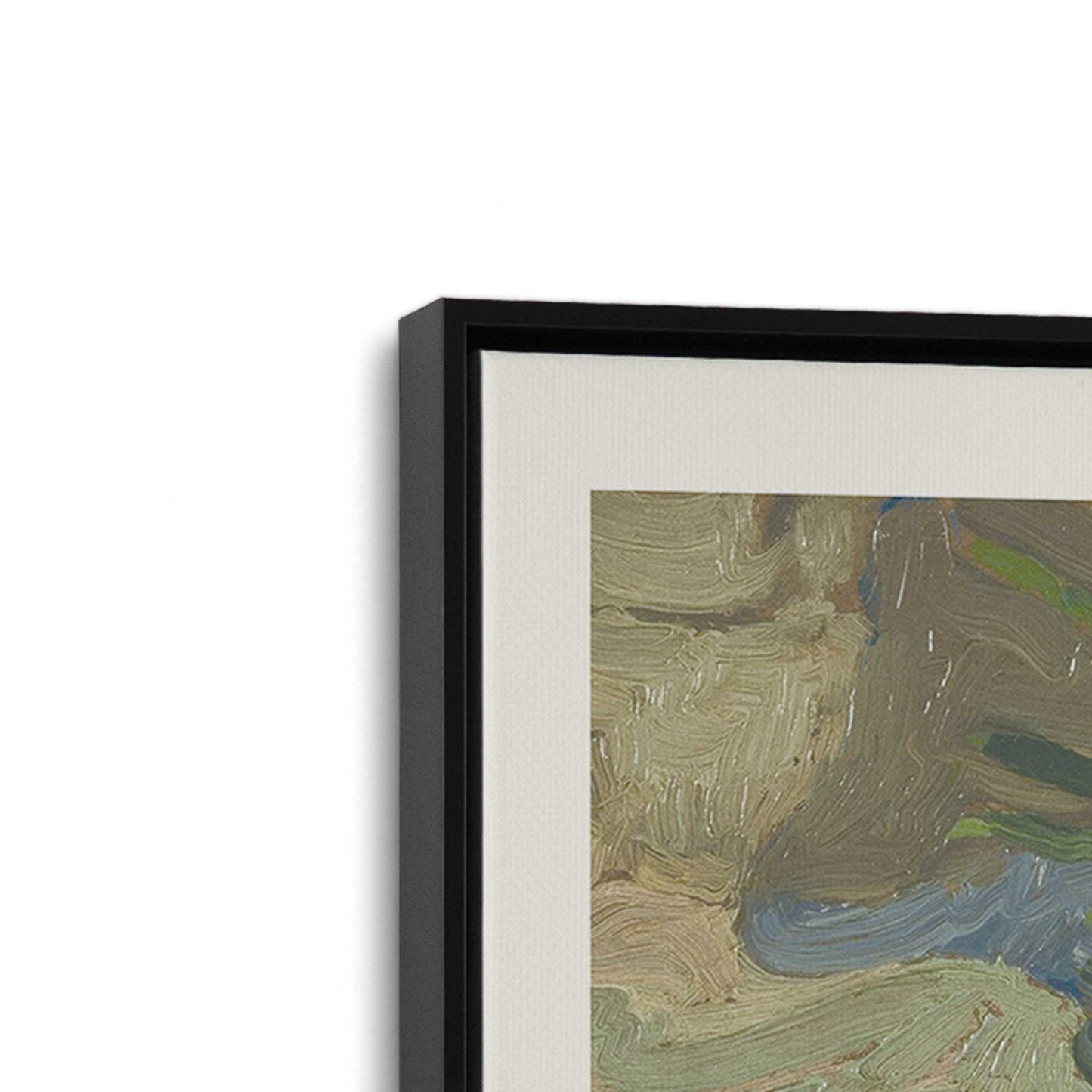 [Color:Satin Black], Picture of art in a Satin Black frame at an angle