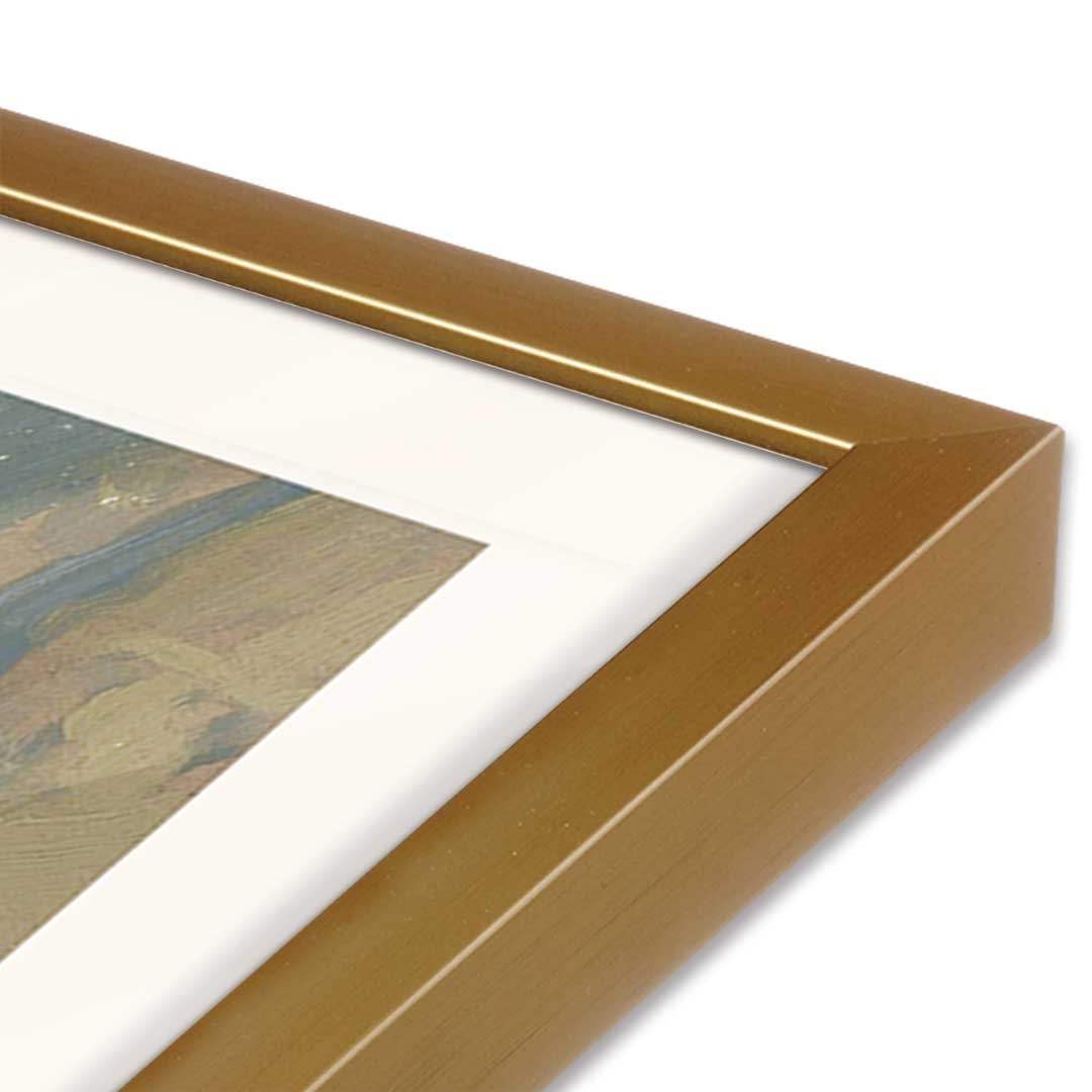[Color:Polished Gold], Picture of art in a Polished Gold frame at an angle