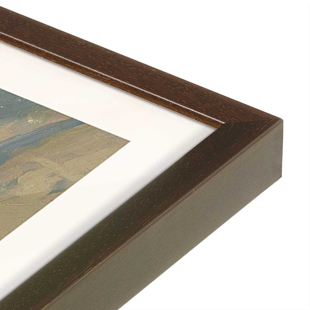 [Color:Brown], Picture of art in a Brown frame at an angle