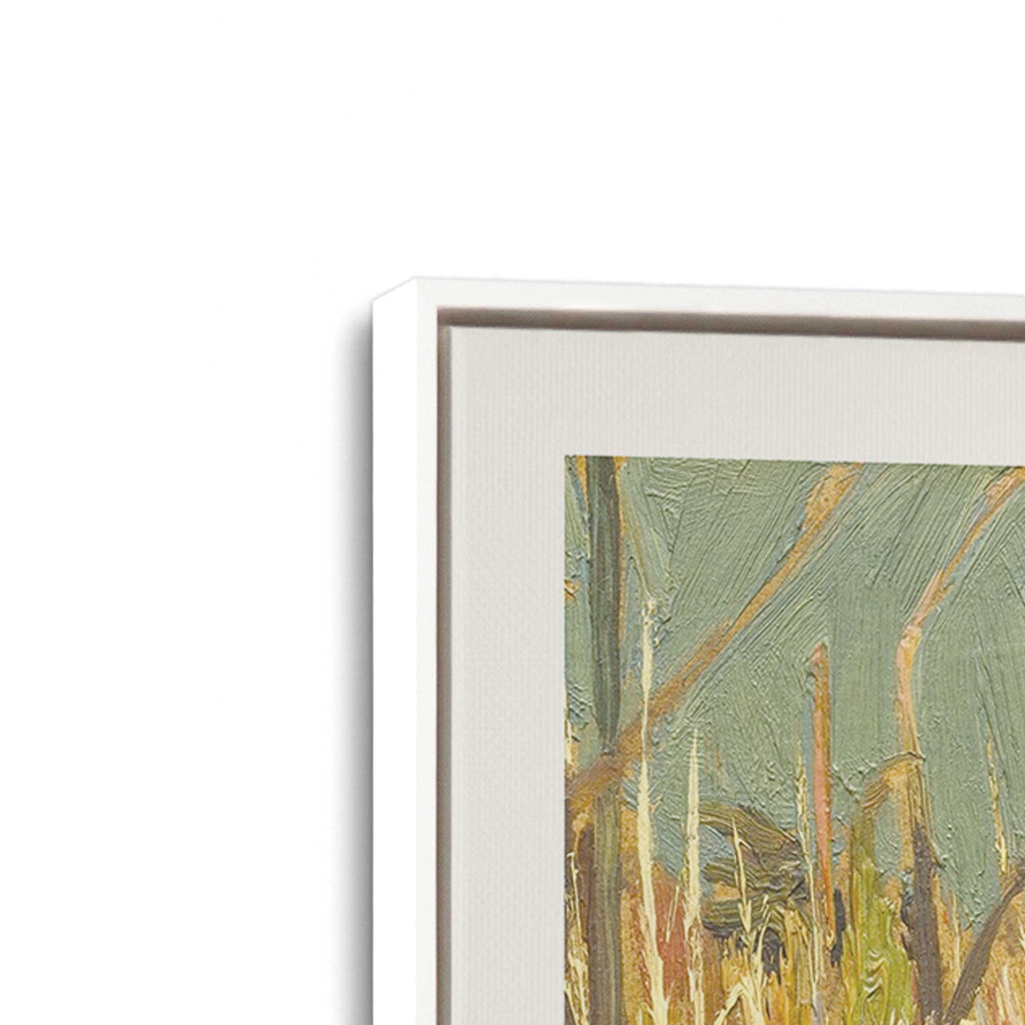 [Color:Opaque White], Picture of art in a White frame at an angle