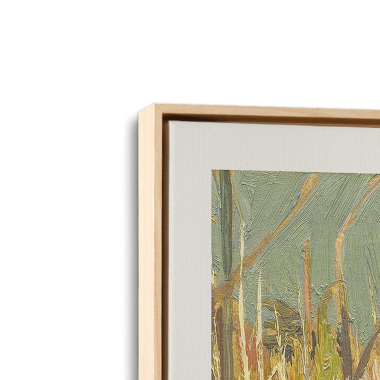 [Color:American Maple], Picture of art in a American Maple frame at an angle