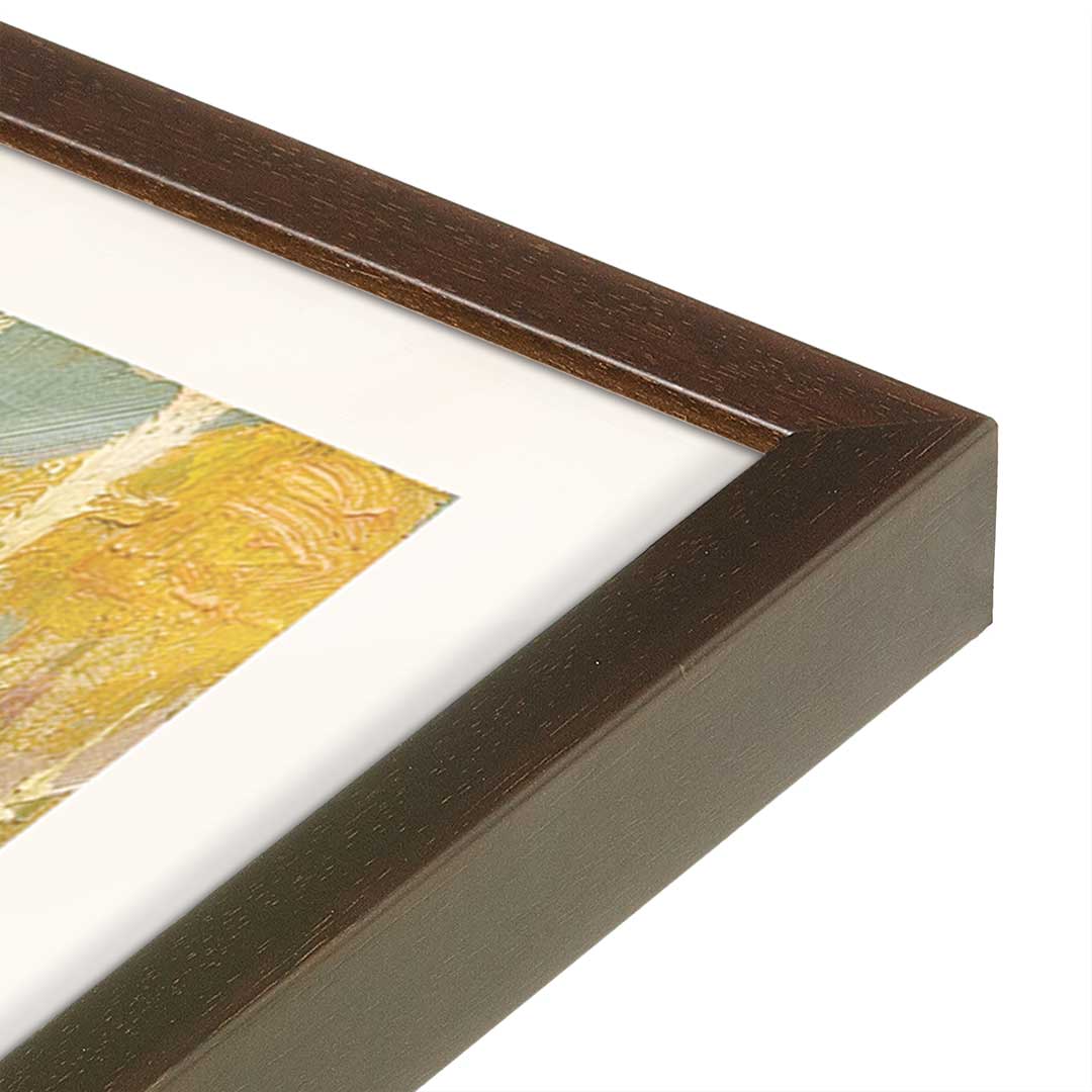 [Color:Brown], Picture of art in a Brown frame at an angle