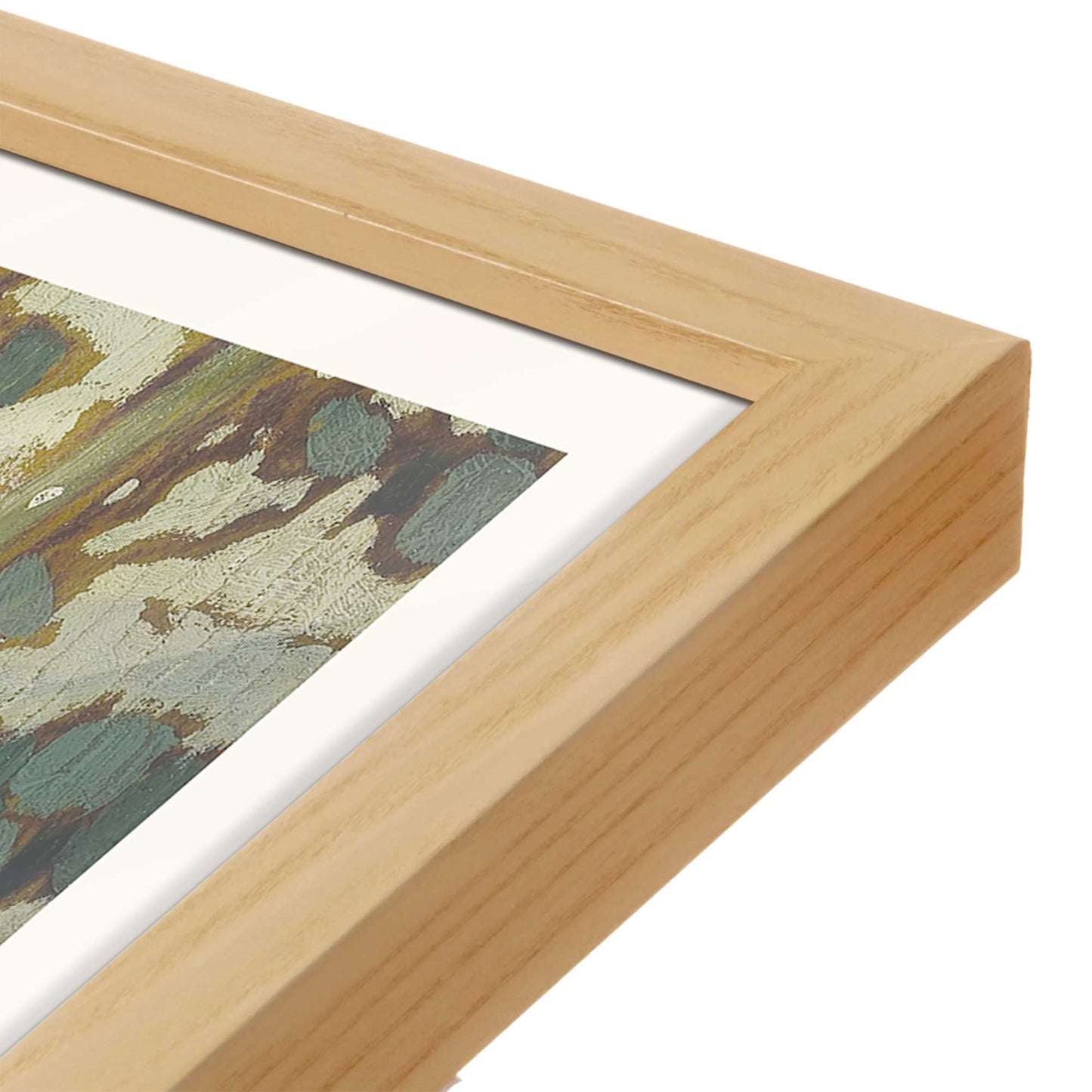 [Color:American Maple], Picture of art in a American Maple frame at an angle