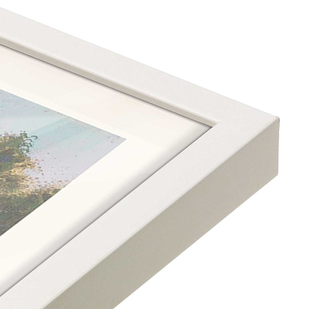 [Color:Opaque White], Picture of art in a Opaque White frame at an angle