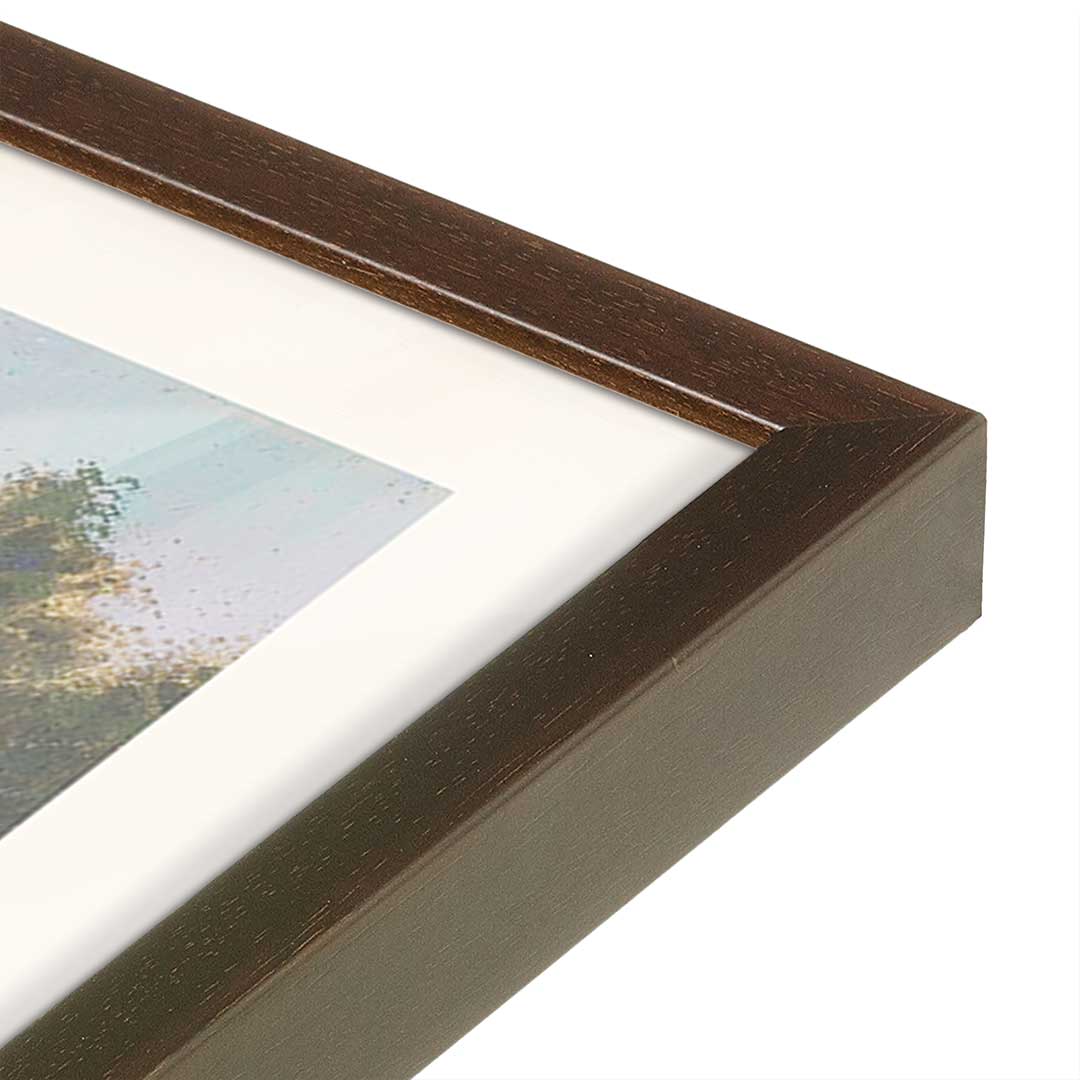 [Color:Brown], Picture of art in a Brown frame at an angle