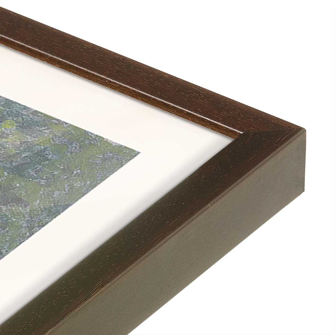 [Color:Brown], Picture of art in a Brown frame at an angle