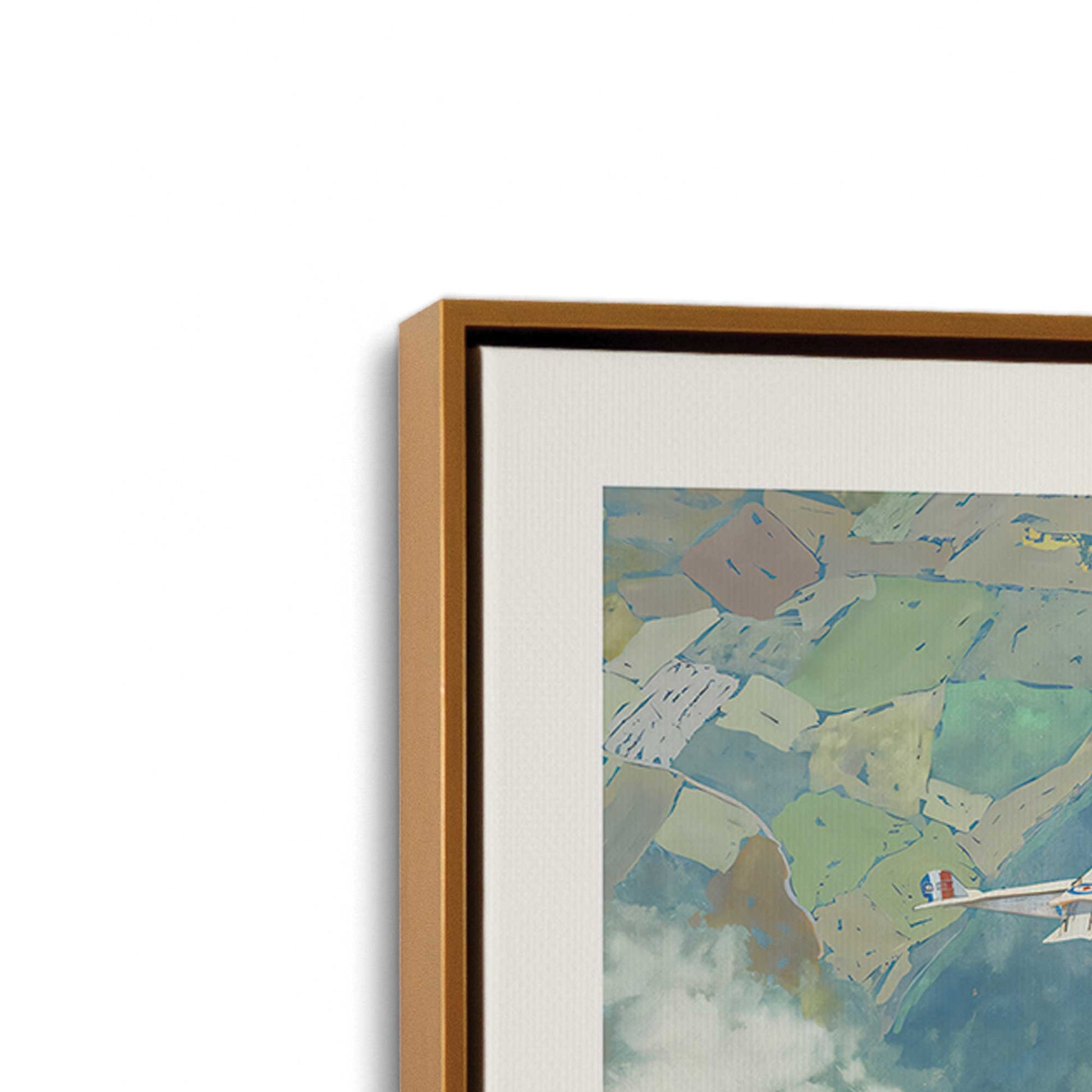 [Color:Polished Gold], Picture of art in a Polished Gold frame at an angle