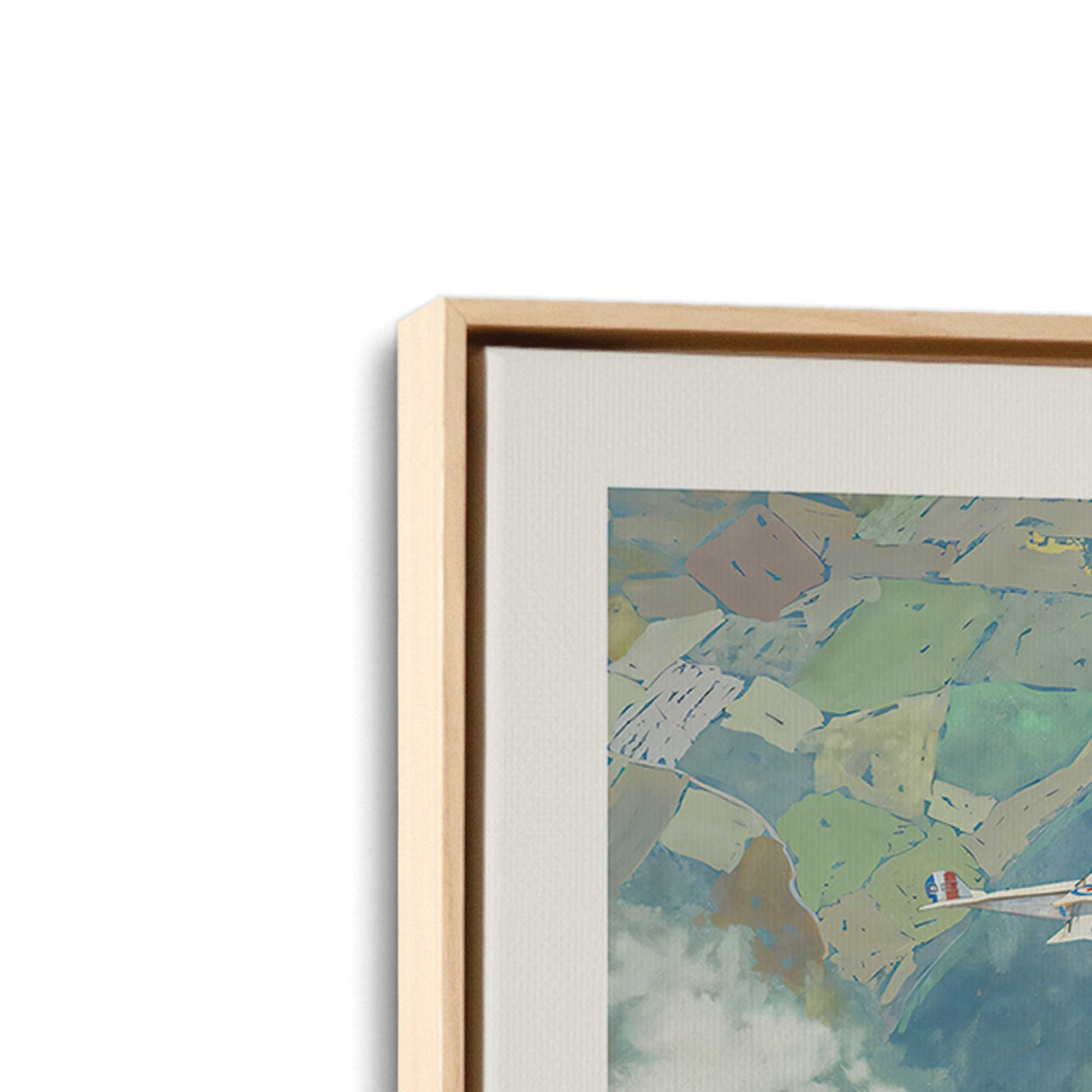 [Color:American Maple], Picture of art in a American Maple frame at an angle