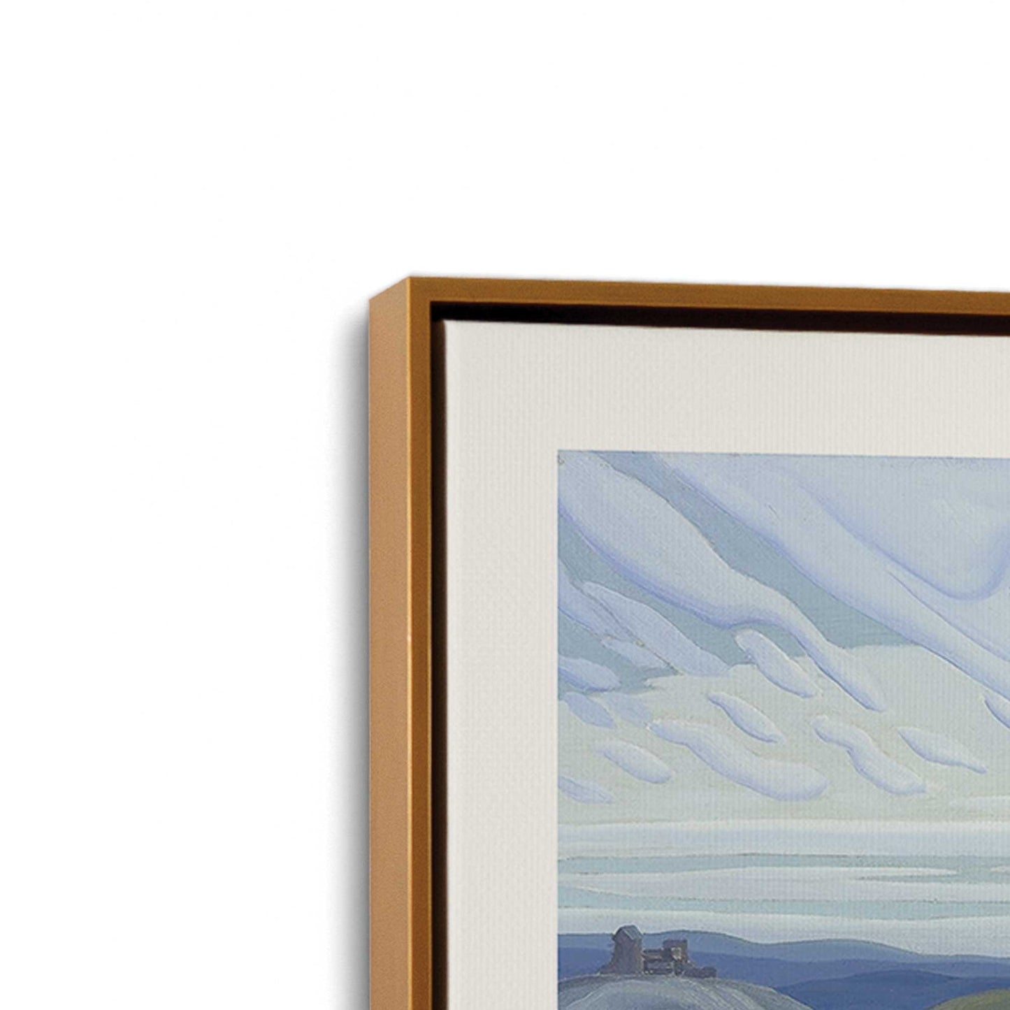 [Color:Polished Gold], Picture of art in a Polished Gold frame at an angle