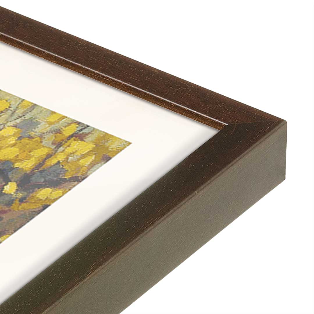 [Color:Brown], Picture of art in a Brown frame at an angle