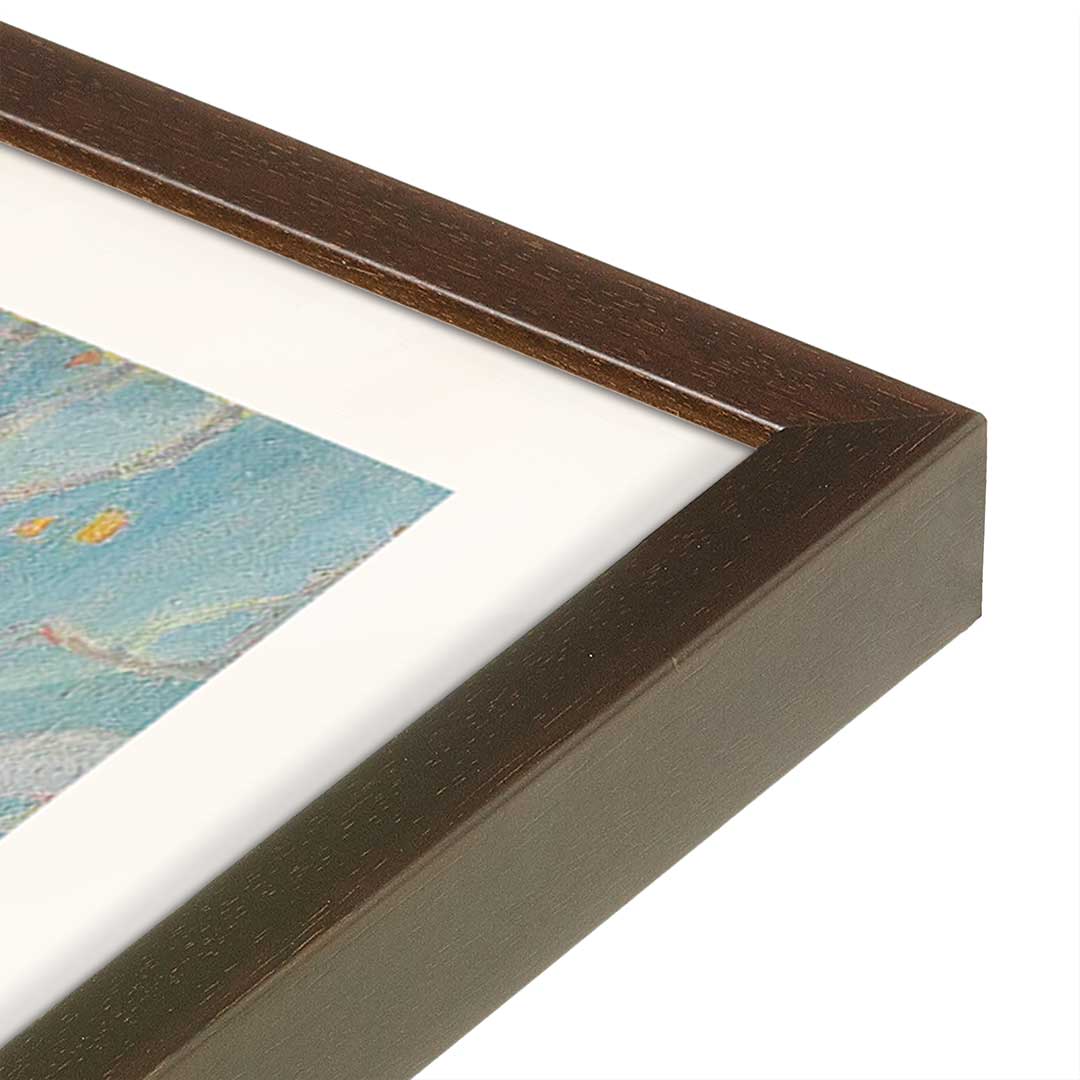 [Color:Brown], Picture of art in a Brown frame at an angle