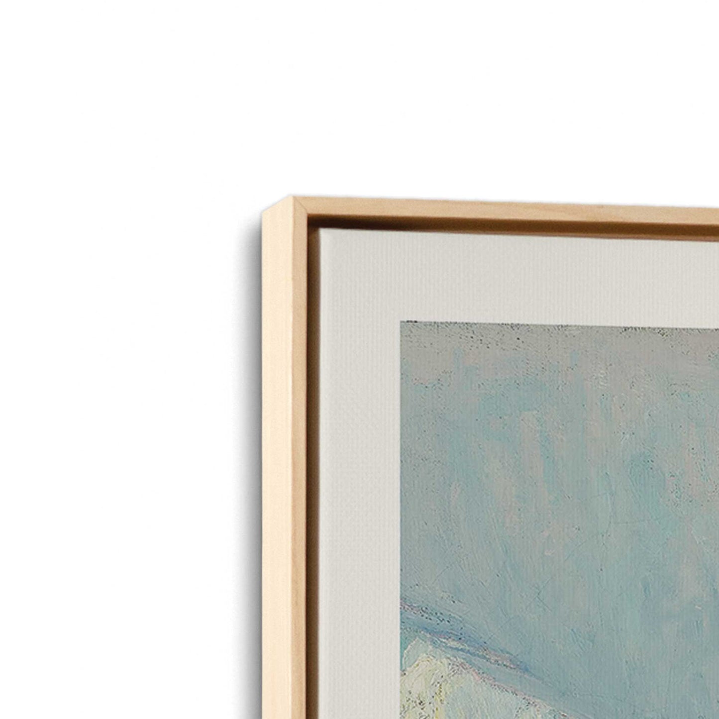 [Color:American Maple], Picture of art in a American Maple frame at an angle