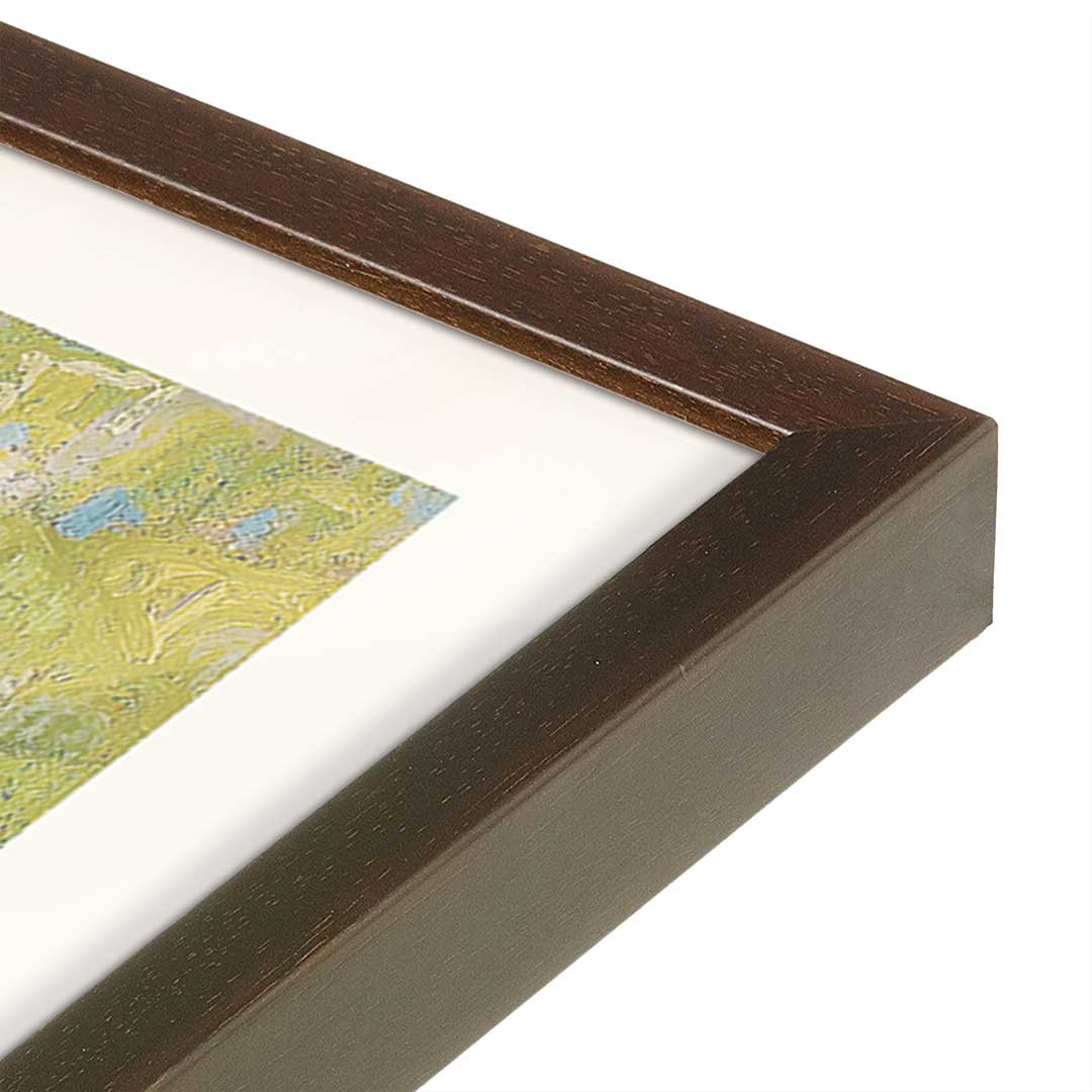 [Color:Brown], Picture of art in a Brown frame at an angle