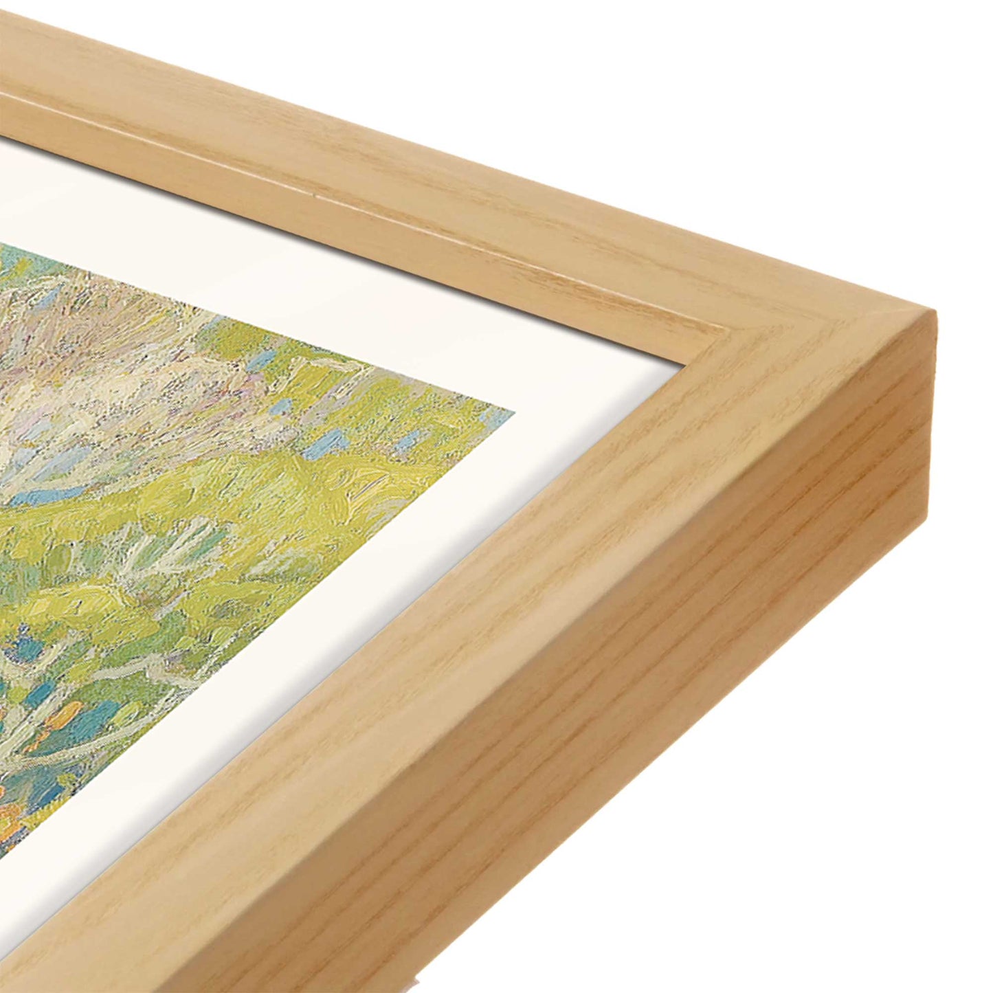 [Color:American Maple], Picture of art in a American Maple frame at an angle