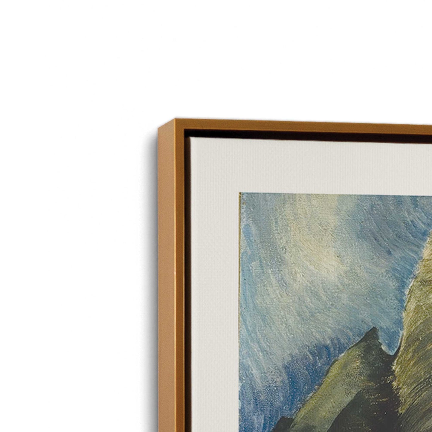 [Color:Polished Gold], Picture of art in a Polished Gold frame at an angle