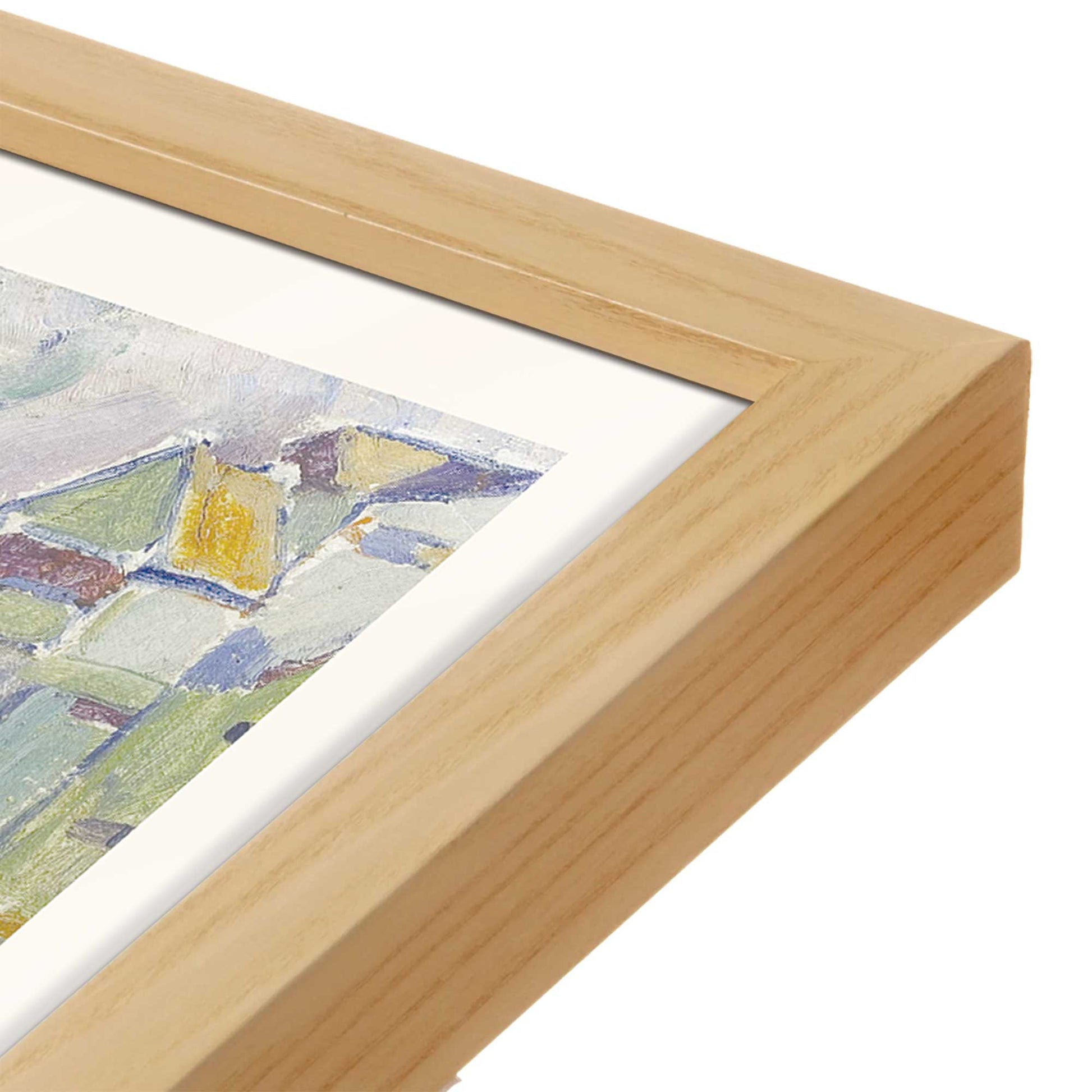 [Color:American Maple], Picture of art in a American Maple frame at an angle