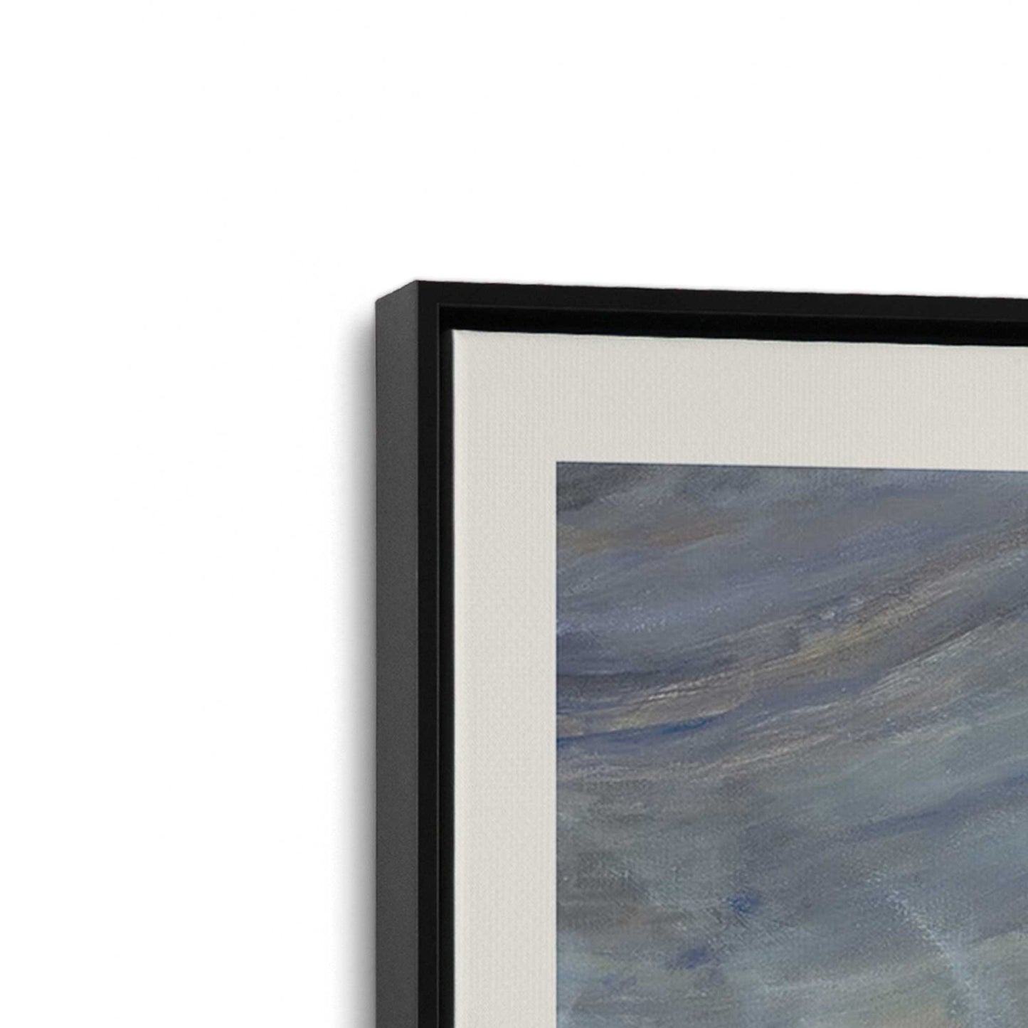 [Color:Satin Black], Picture of art in a Satin Black frame at an angle