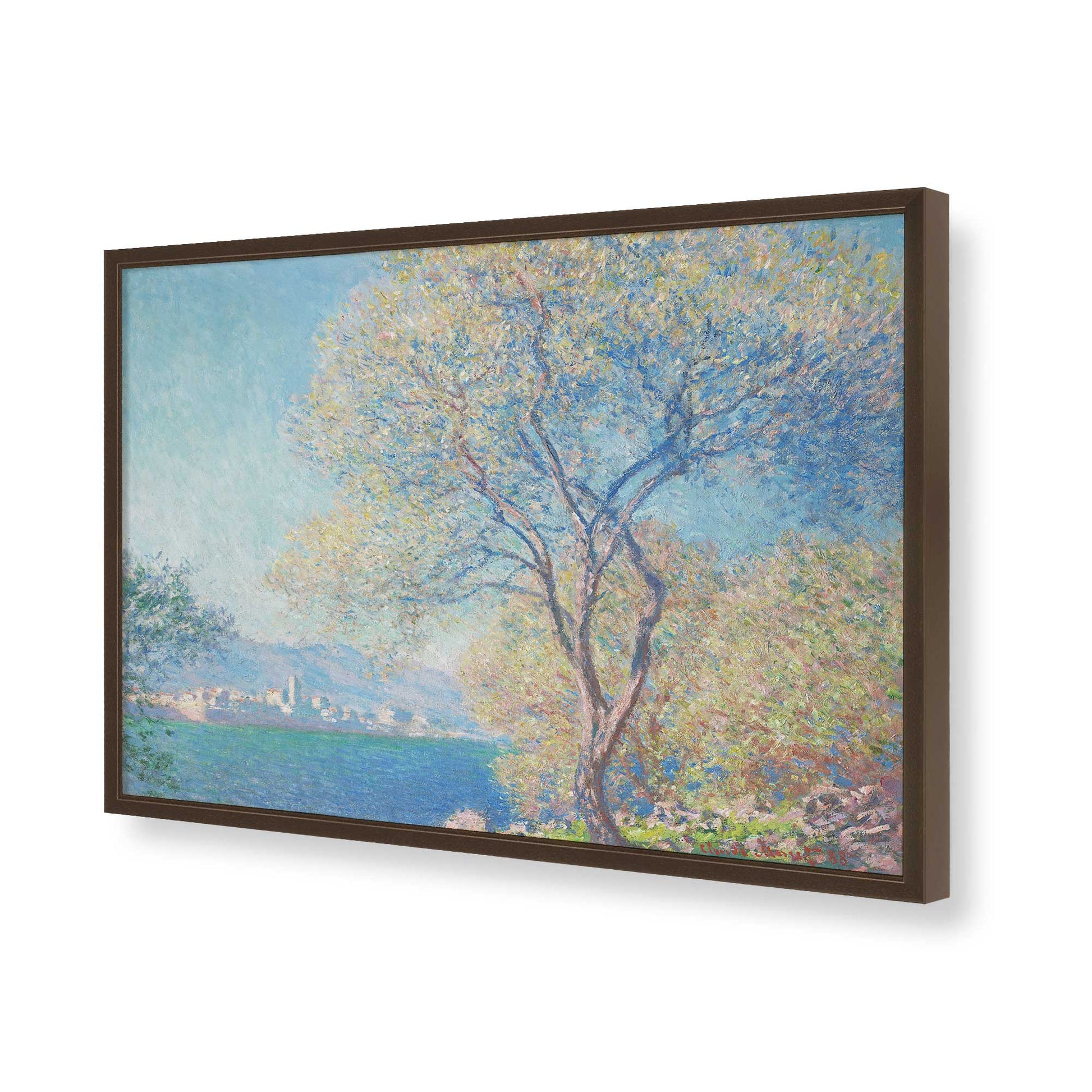 [Color:Brown], Picture of art in a Brown frame of the corner