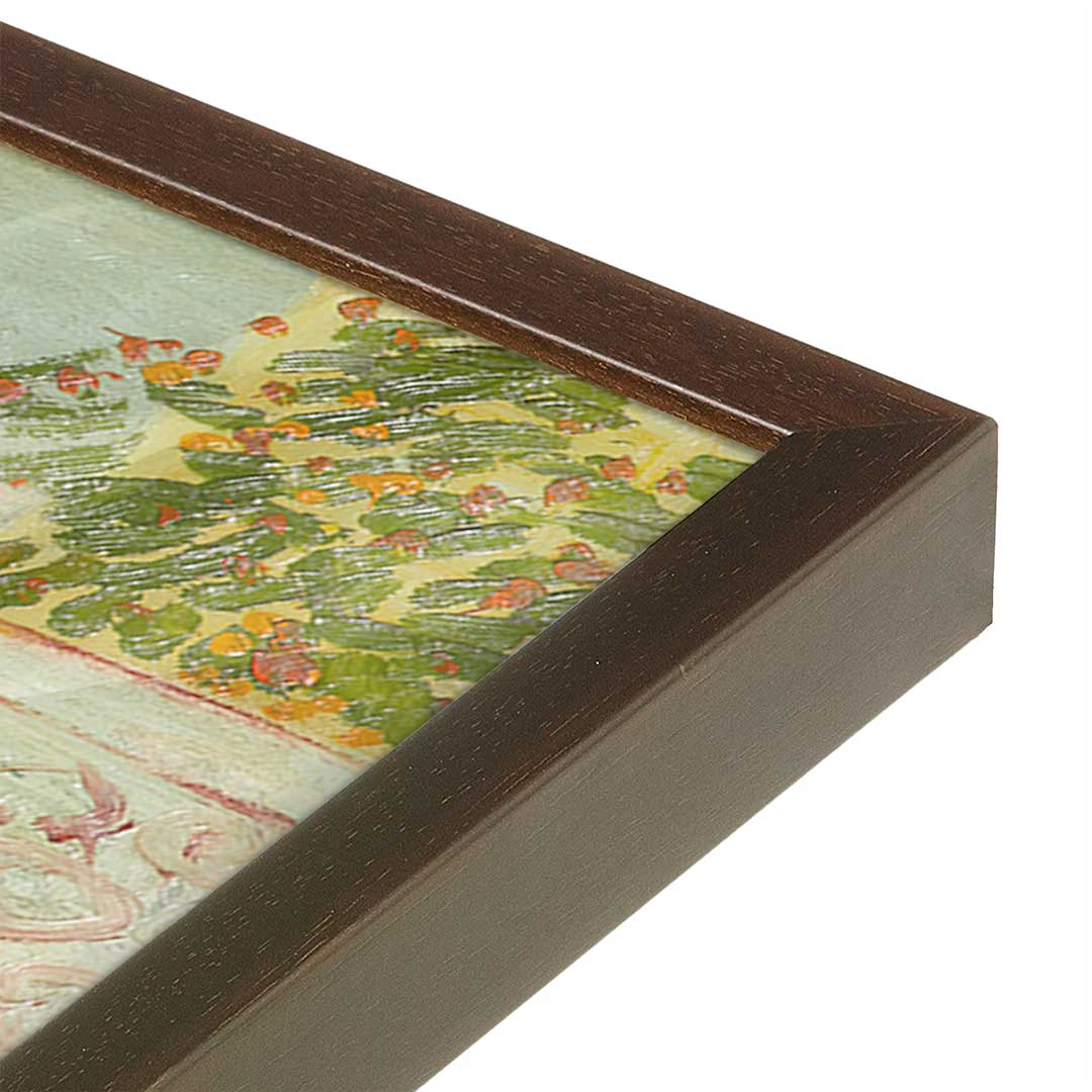 [Color:Brown], Picture of art in a Brown frame at an angle