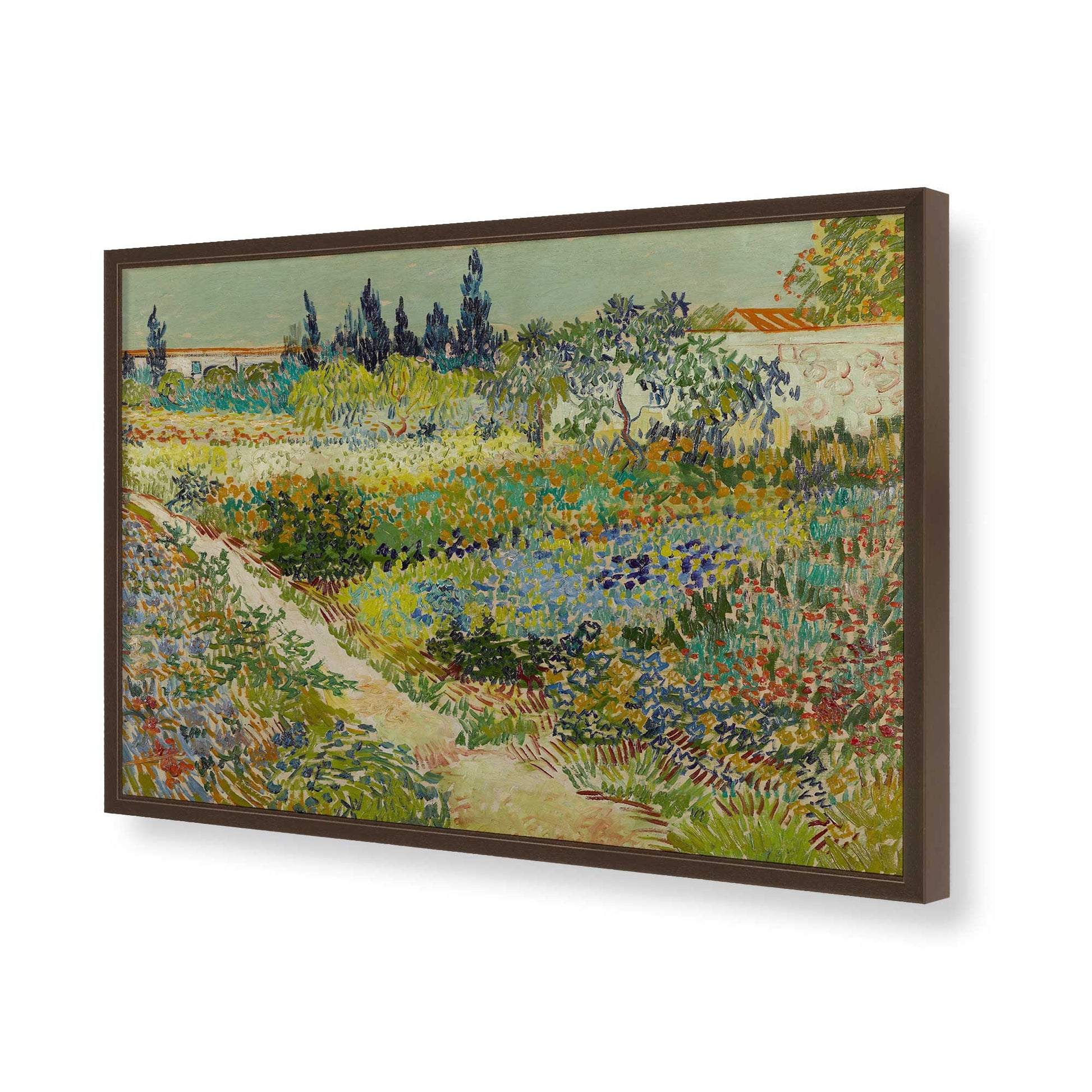 [Color:Brown], Picture of art in a Brown frame of the corner