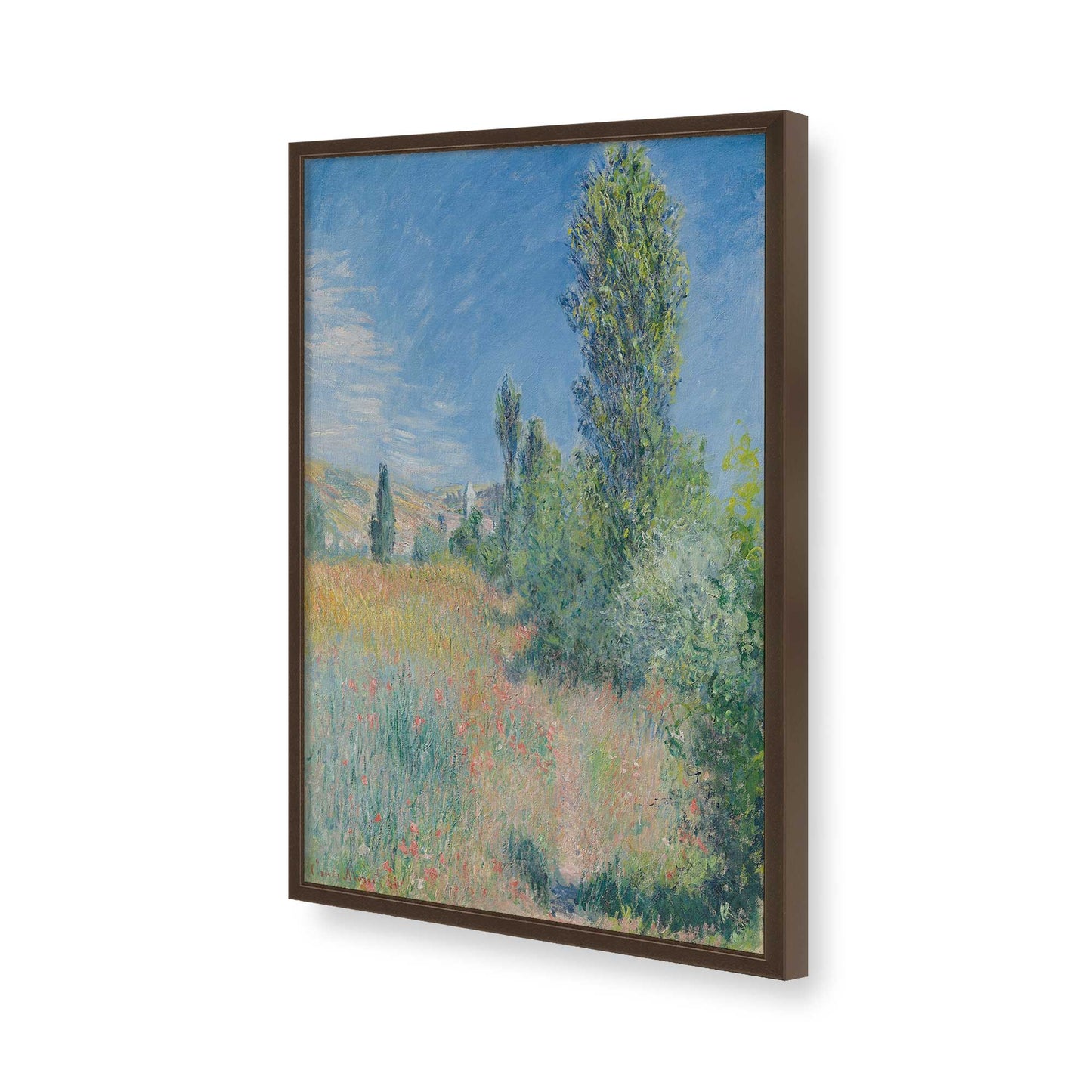 [Color:Brown], Picture of art in a Brown frame of the corner