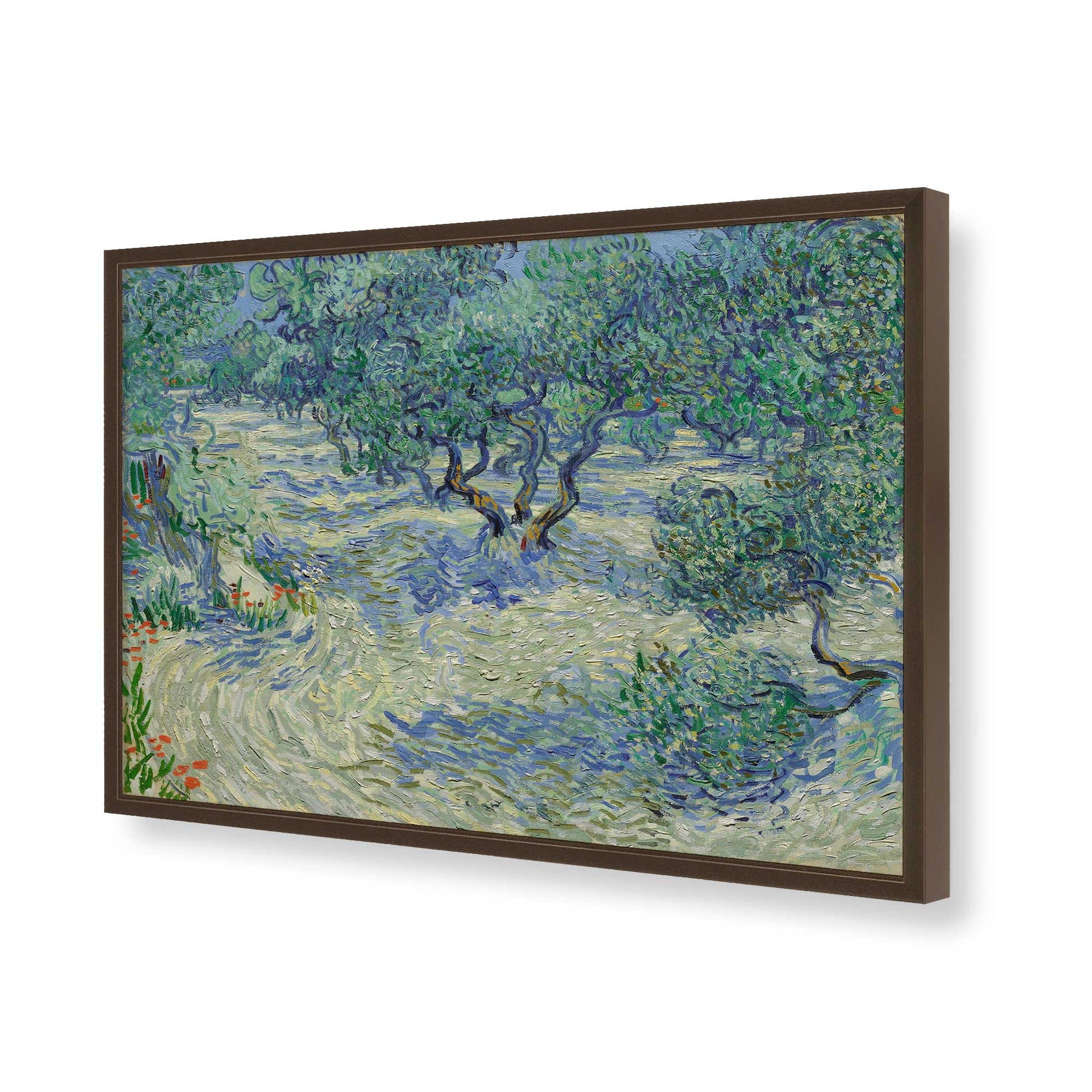 [Color:Brown], Picture of art in a Brown frame of the corner