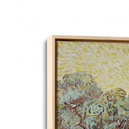 [Color:American Maple], Picture of art in a American Maple frame at an angle