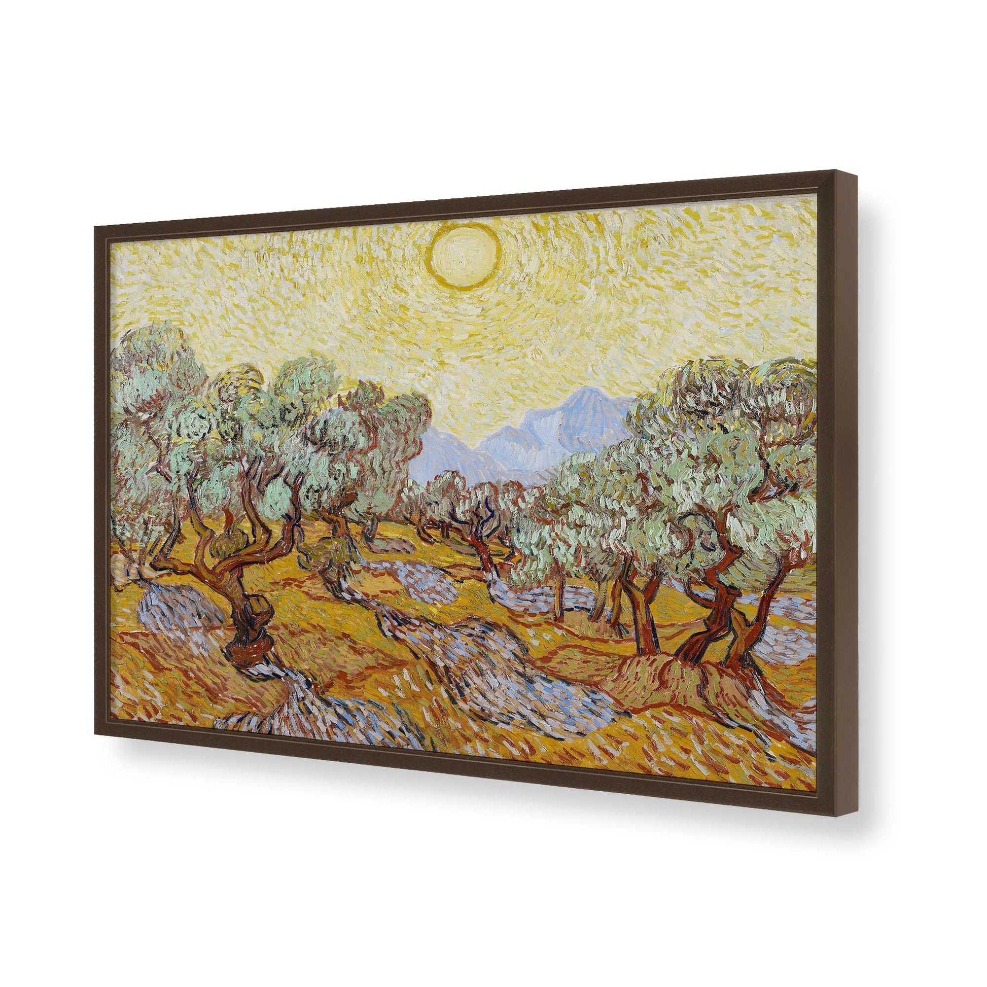 [Color:Brown], Picture of art in a Brown frame of the corner