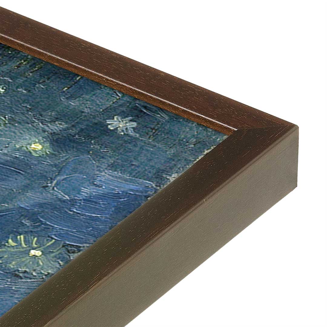 [Color:Brown], Picture of art in a Brown frame at an angle