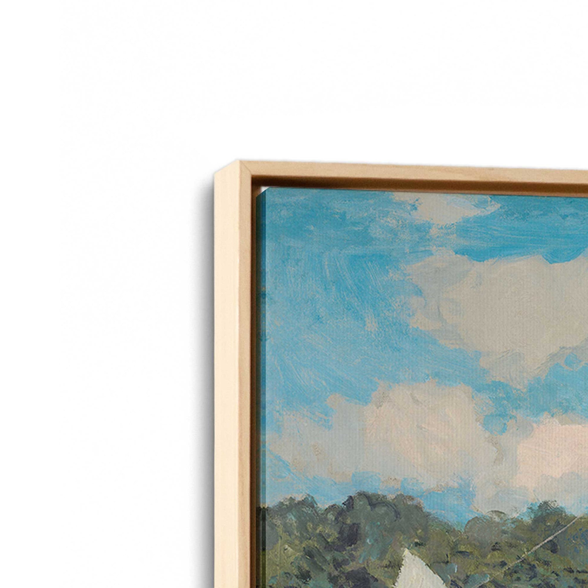 [Color:American Maple], Picture of art in a American Maple frame at an angle
