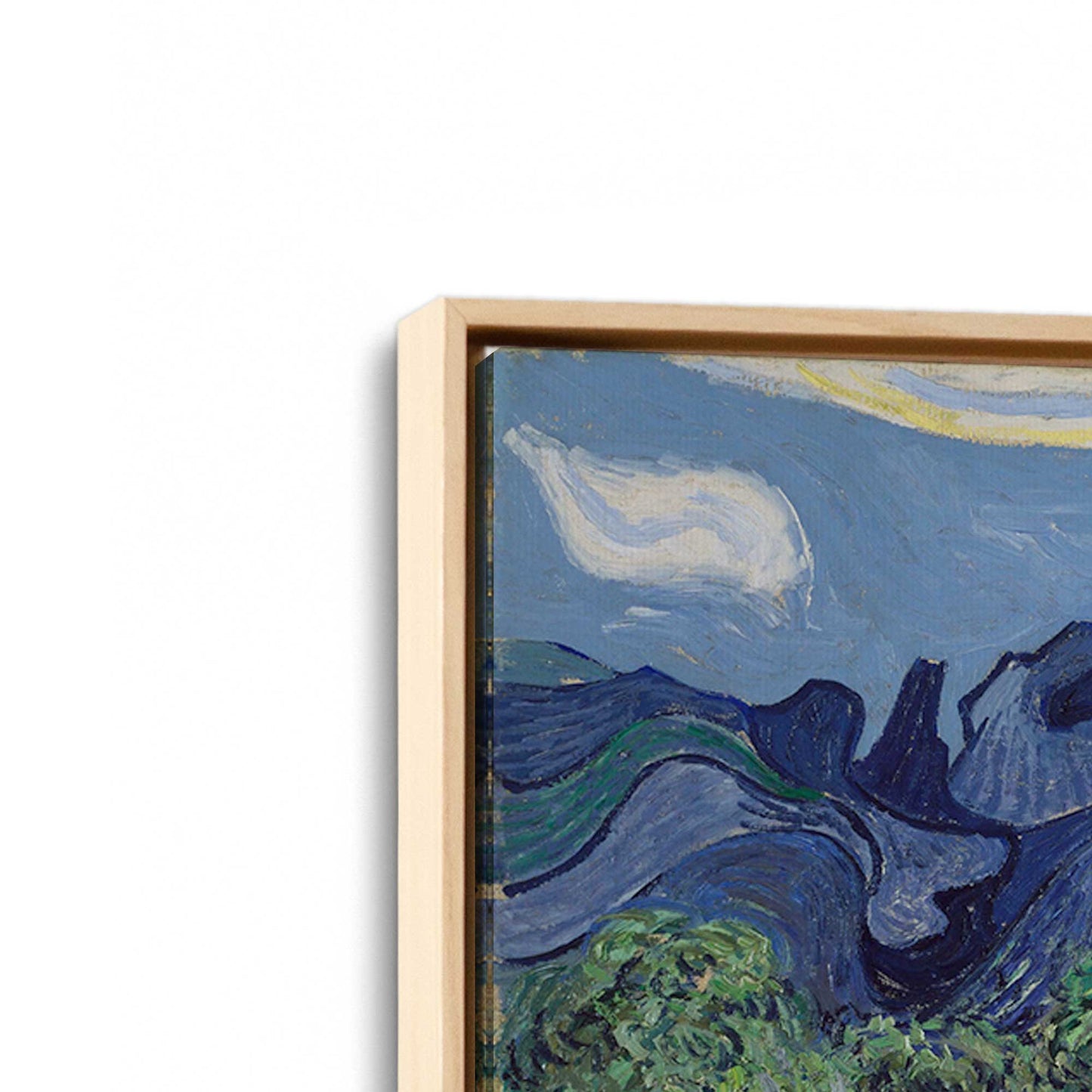 [Color:American Maple], Picture of art in a American Maple frame at an angle