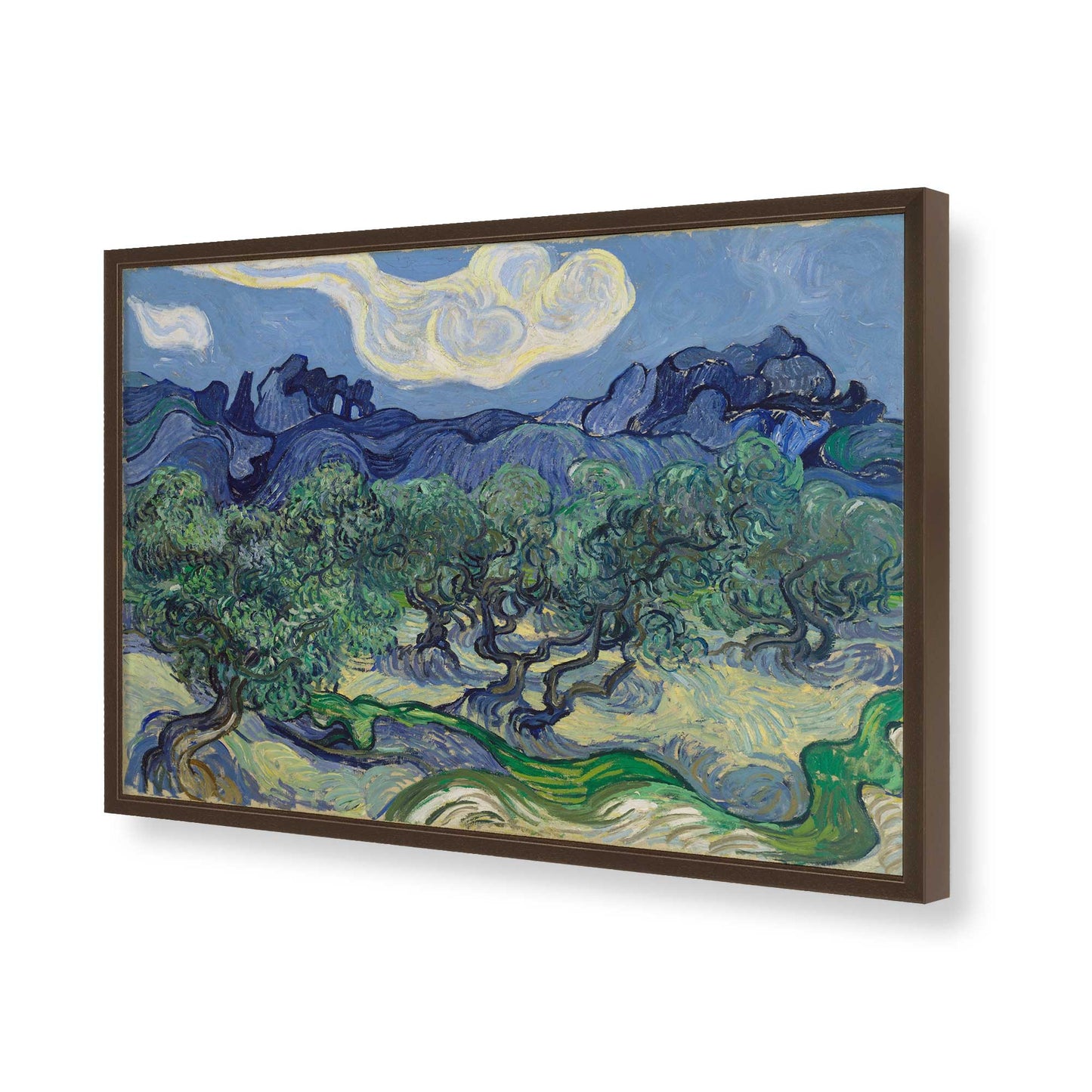 [Color:Brown], Picture of art in a Brown frame of the corner
