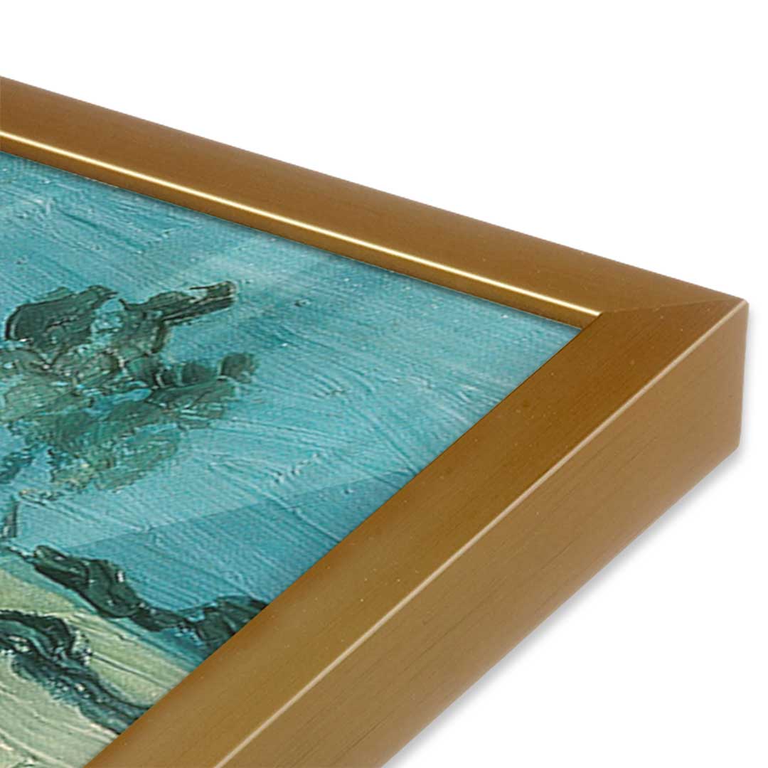 [Color:Polished Gold], Picture of art in a Polished Gold frame at an angle