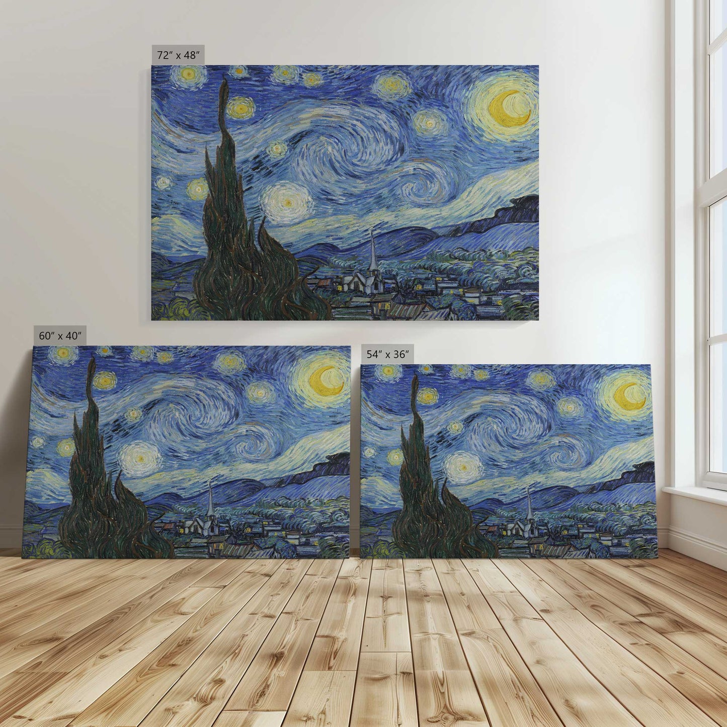 [Color:Stretched Canvas], Image showing the size comparisons
