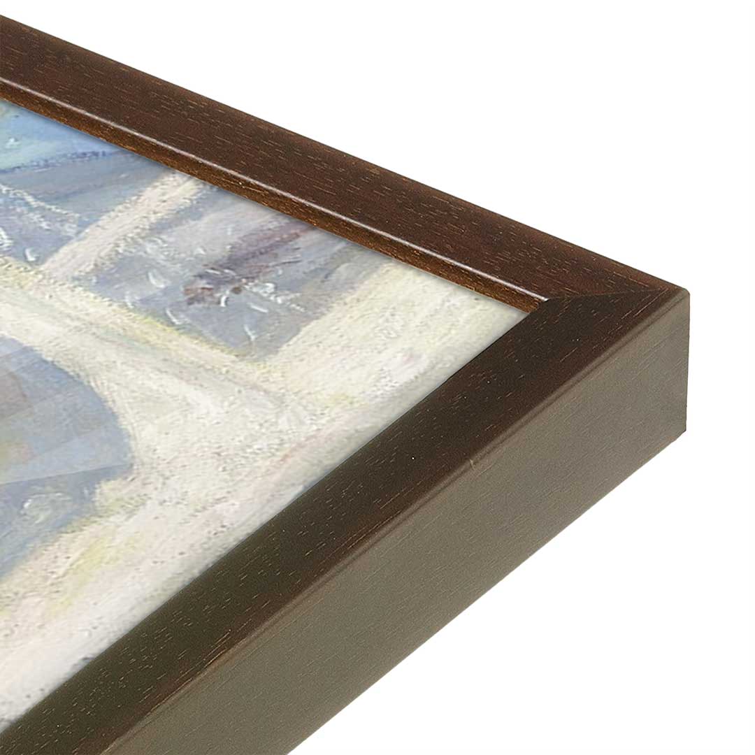 [Color:Brown], Picture of art in a Brown frame at an angle