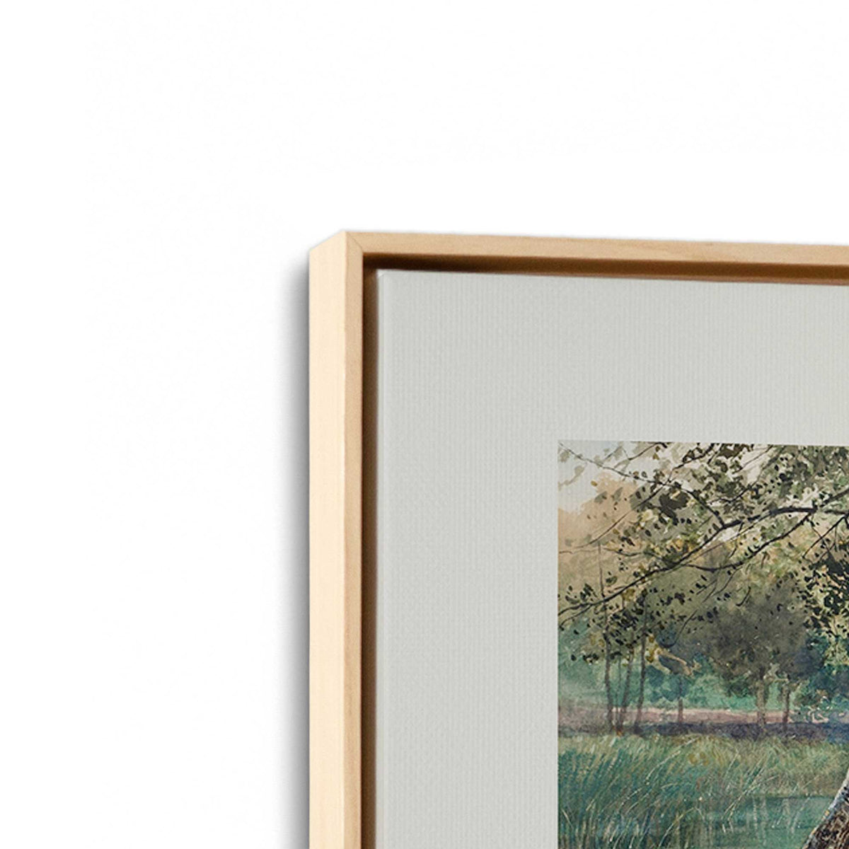 [Color:American Maple], Picture of art in a American Maple frame at an angle