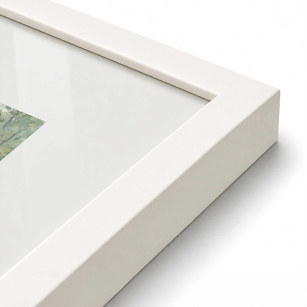 [Color:Opaque White], Picture of art in a Polished Chrome frame at an angle