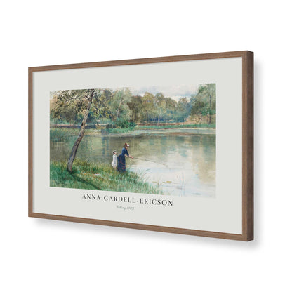 [Color:Walnut], Picture of art in a Polished Chrome frame of the corner