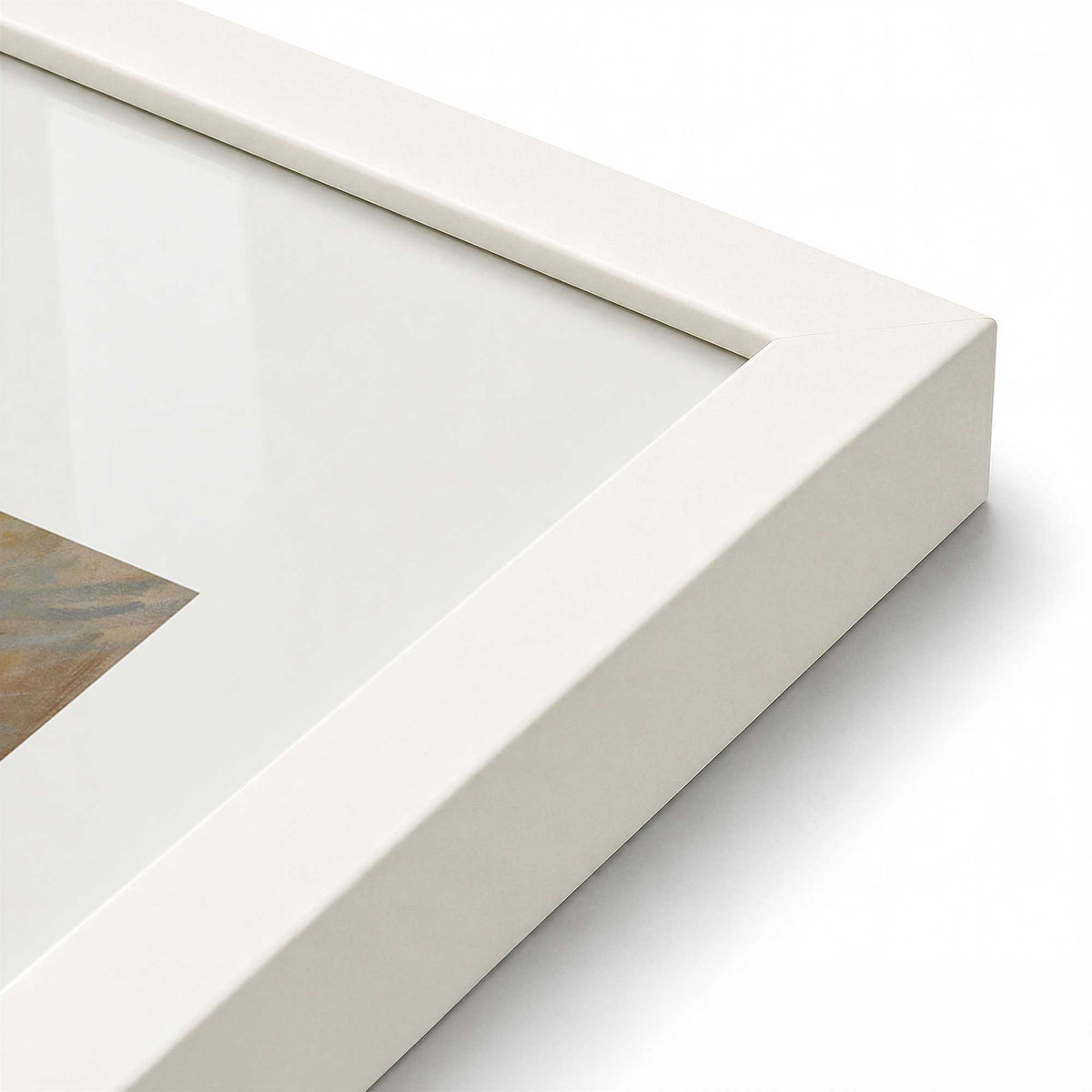 [Color:Opaque White], Picture of art in a Polished Chrome frame at an angle