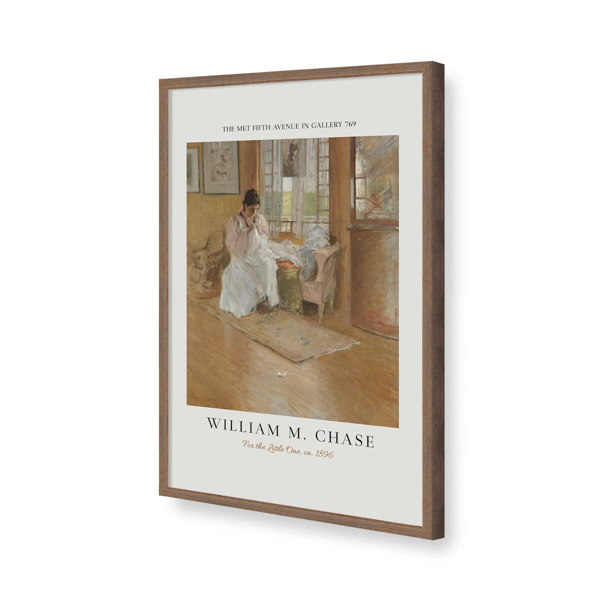 [Color:Walnut], Picture of art in a Polished Chrome frame of the corner