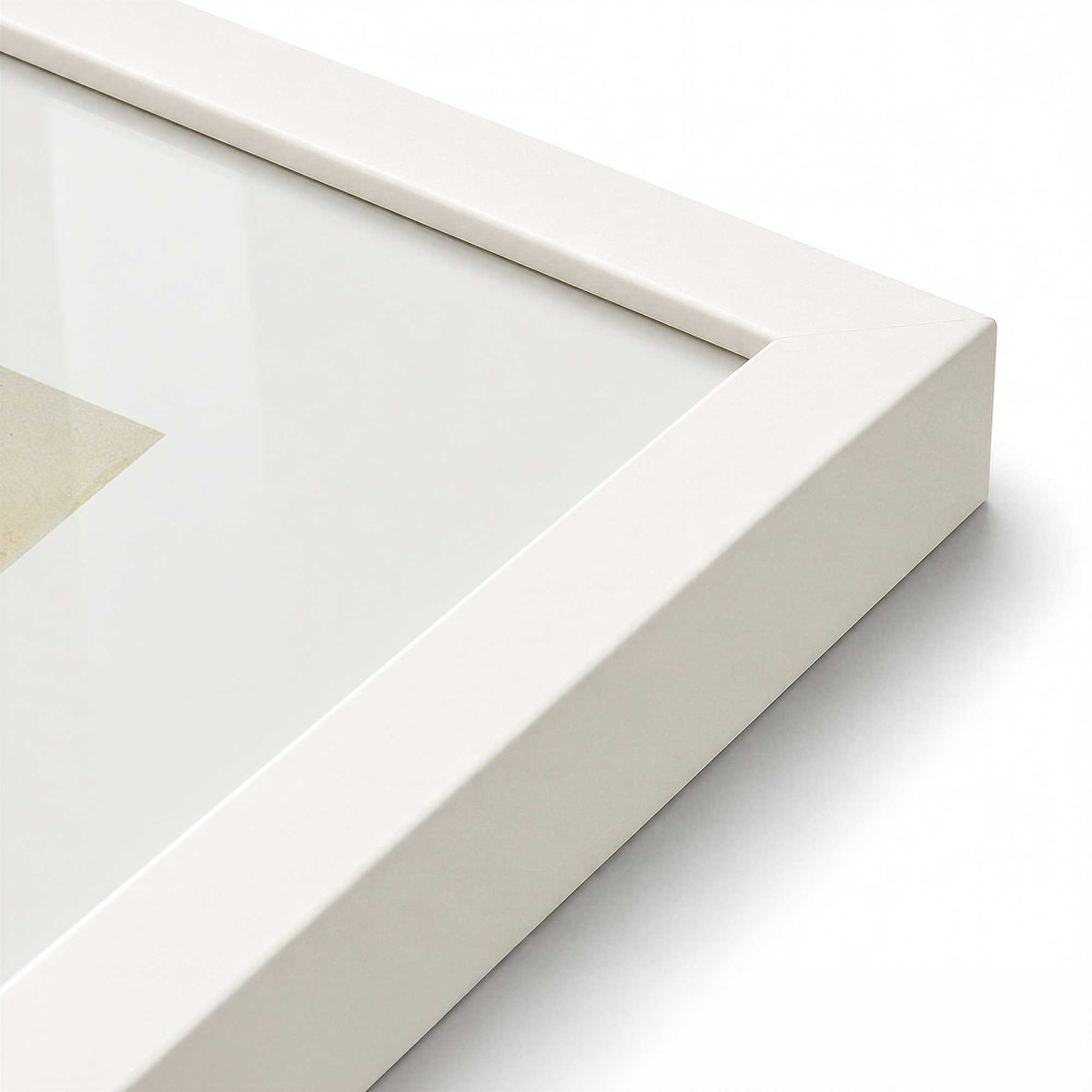 [Color:Opaque White], Picture of art in a Polished Chrome frame at an angle