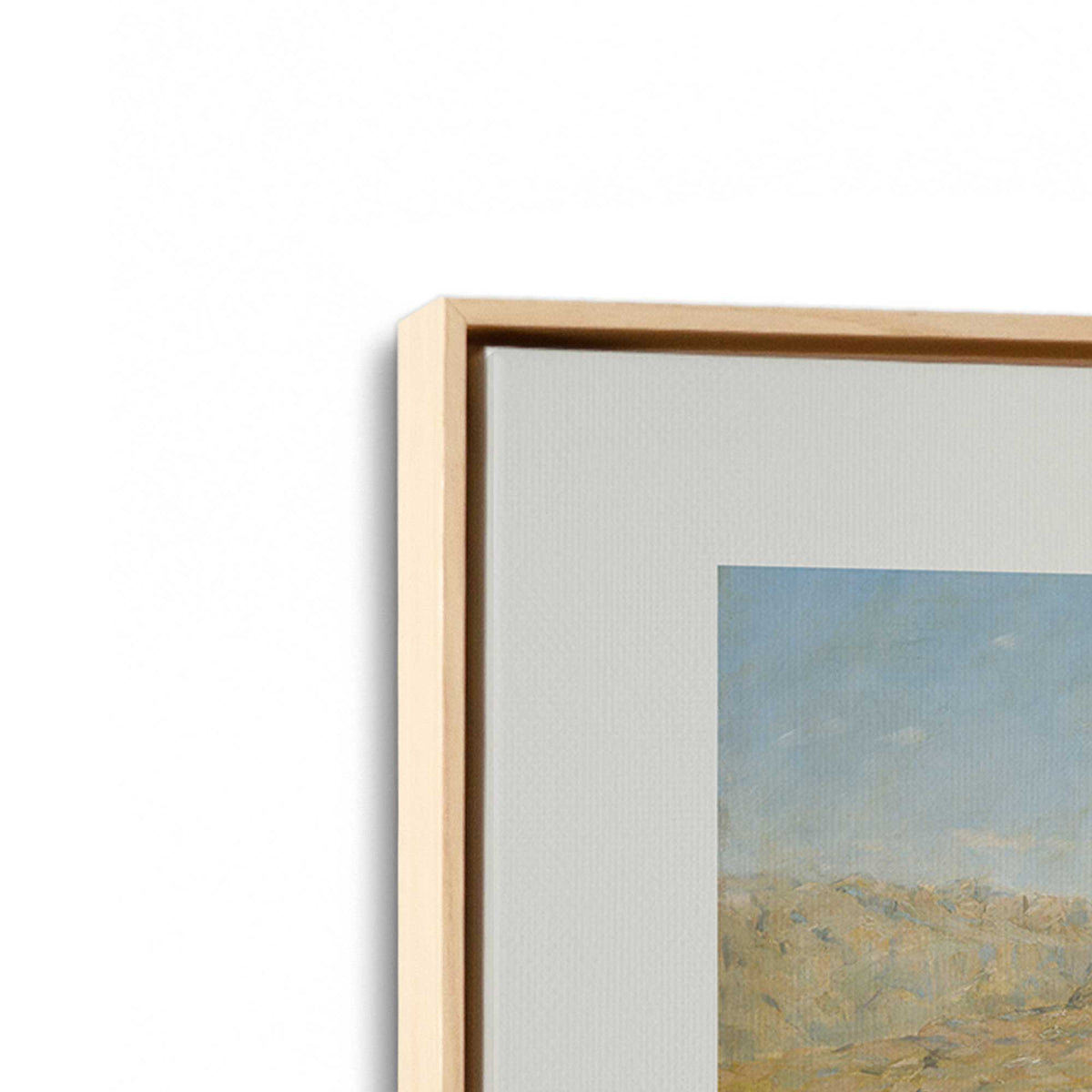 [Color:American Maple], Picture of art in a American Maple frame at an angle